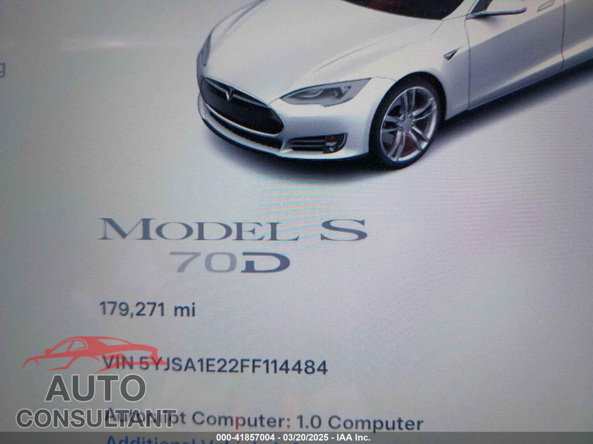 TESLA MODEL S 2015 - 5YJSA1E22FF114484