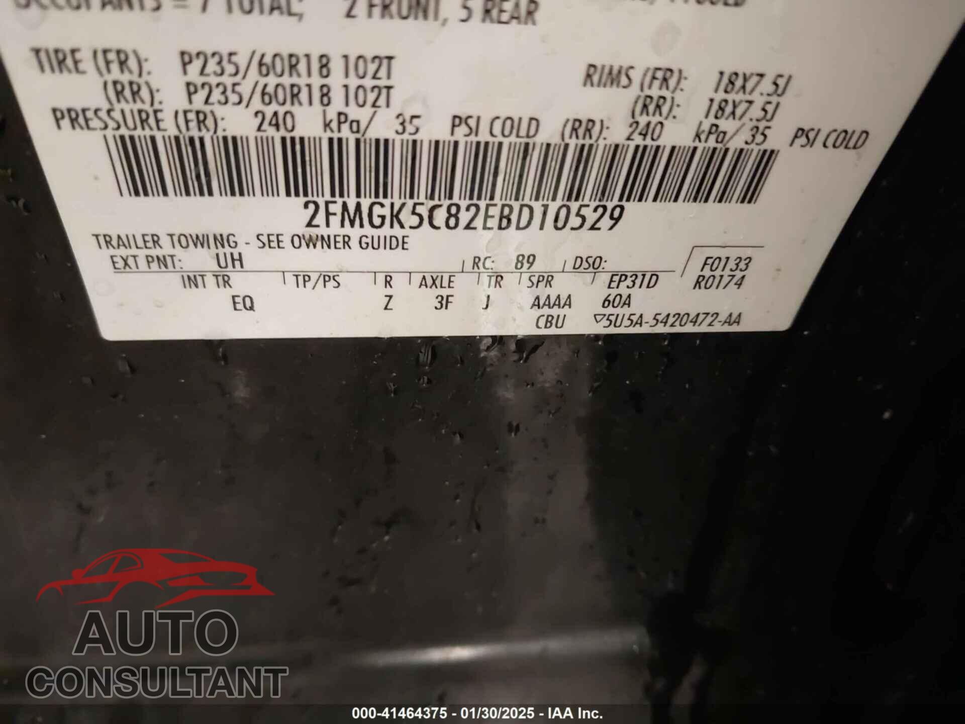 FORD FLEX 2014 - 2FMGK5C82EBD10529
