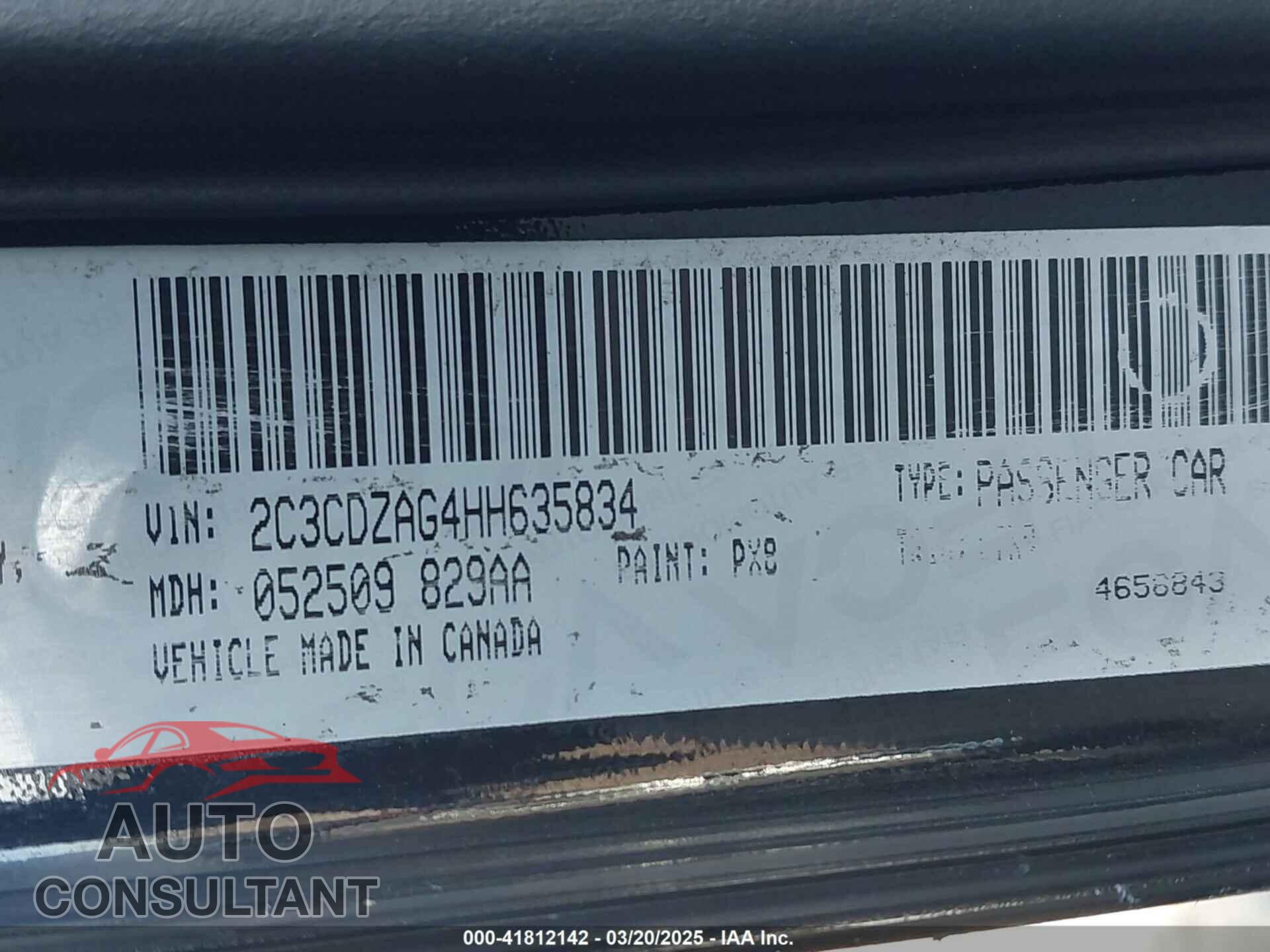DODGE CHALLENGER 2017 - 2C3CDZAG4HH635834