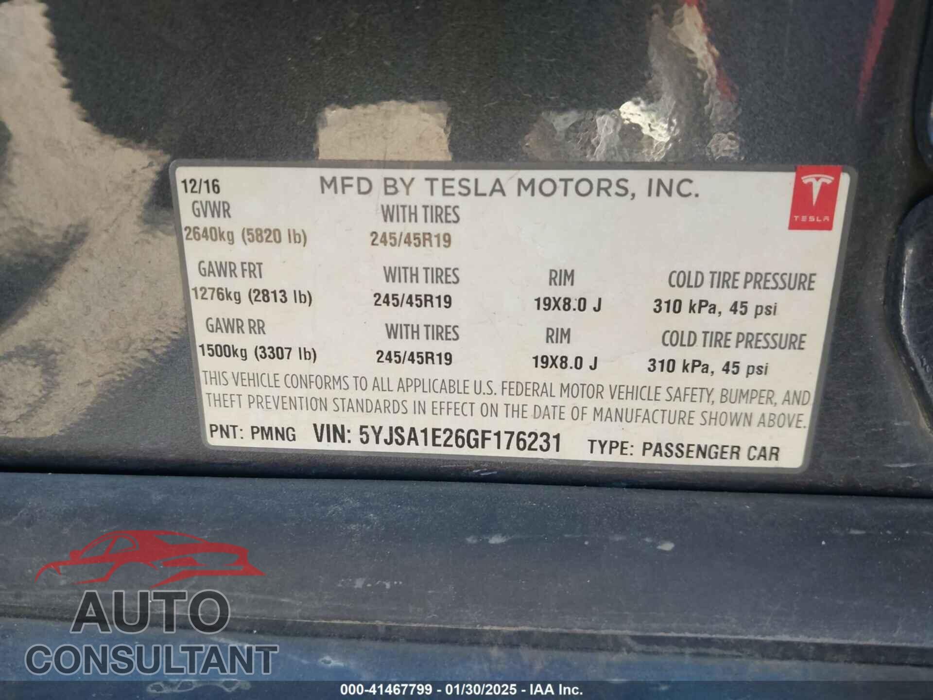 TESLA MODEL S 2016 - 5YJSA1E26GF176231