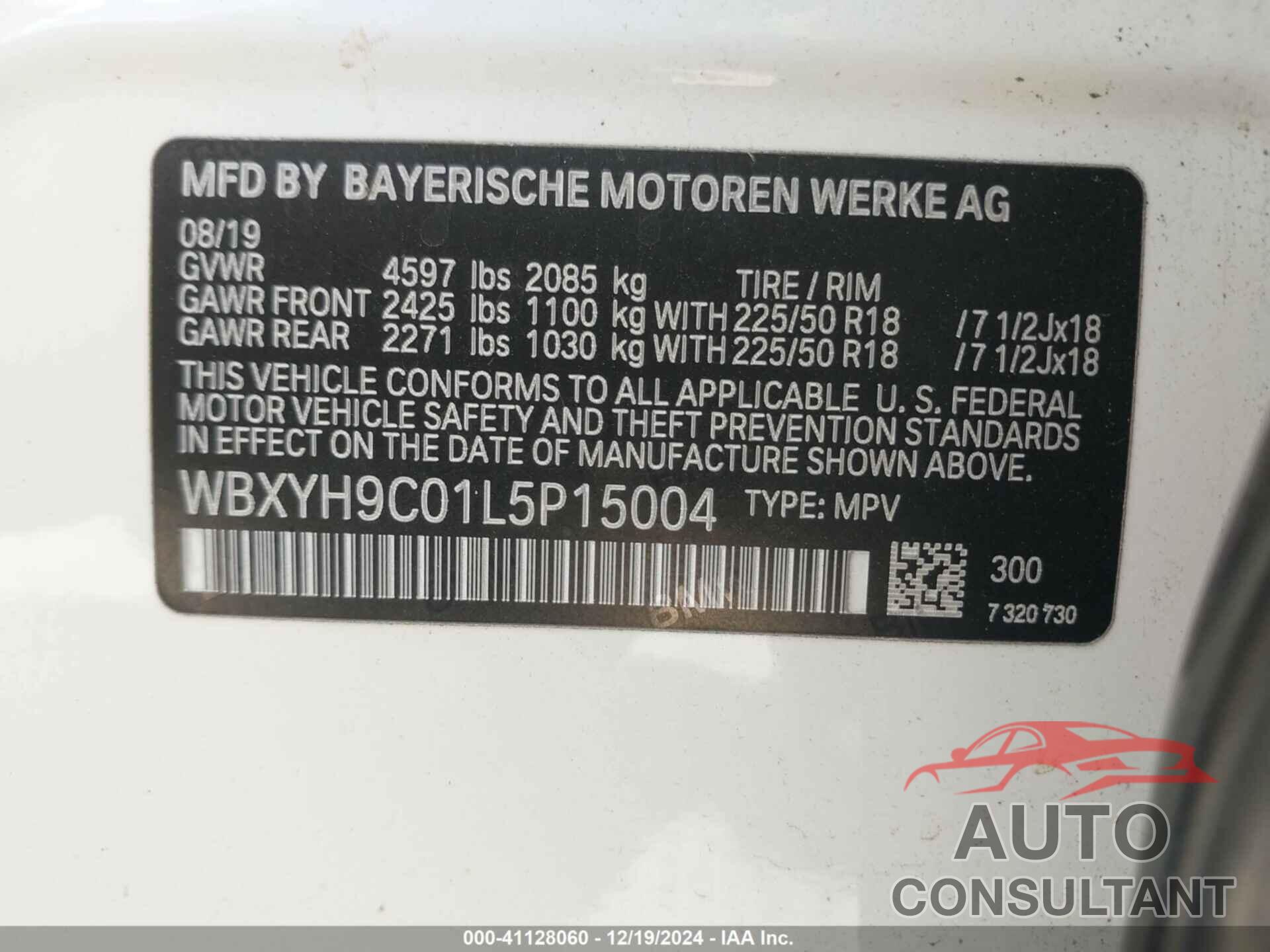 BMW X2 2020 - WBXYH9C01L5P15004