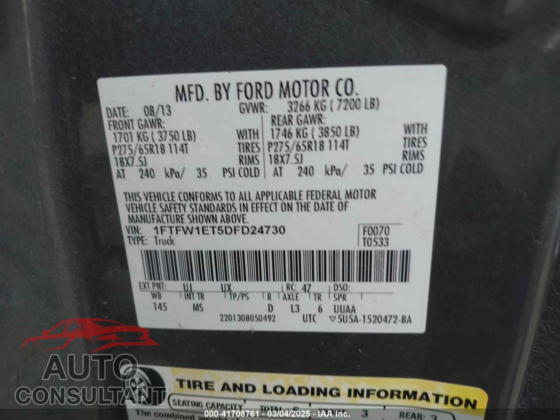 FORD F-150 2013 - 1FTFW1ET5DFD24730