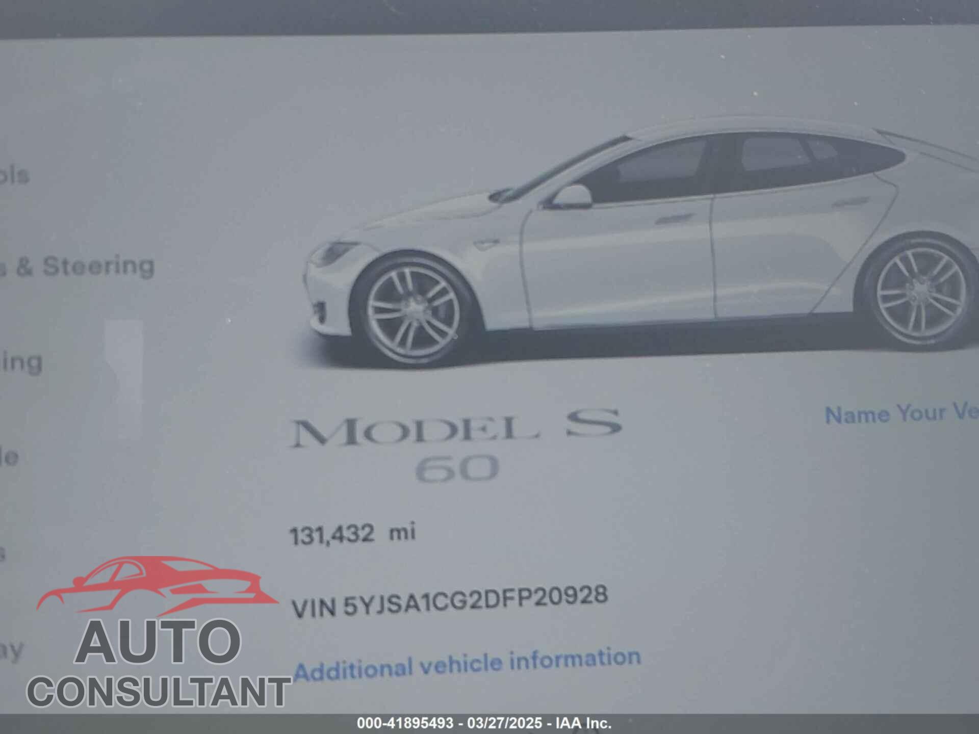 TESLA MODEL S 2013 - 5YJSA1CG2DFP20928