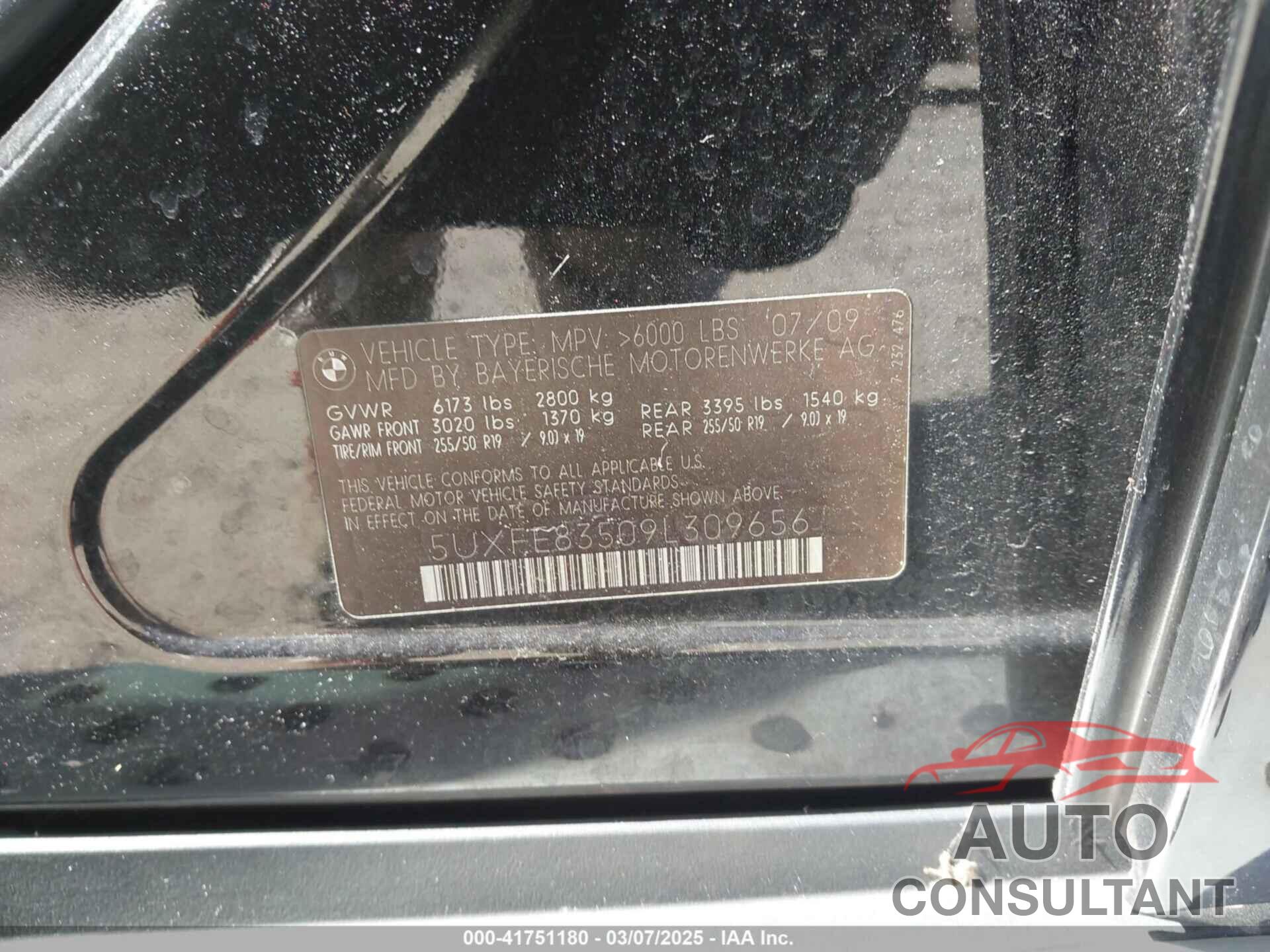 BMW X5 2009 - 5UXFE83509L309656