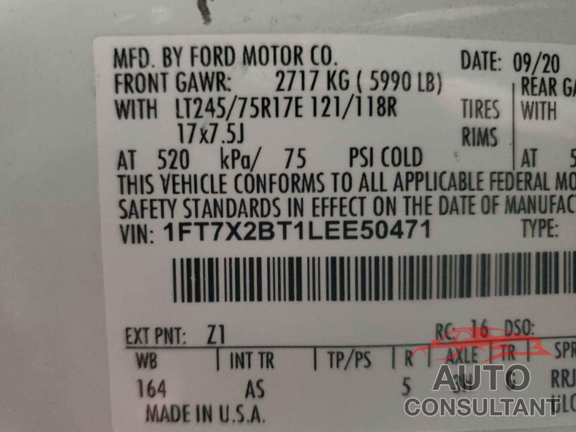 FORD F-250 2020 - 1FT7X2BT1LEE50471