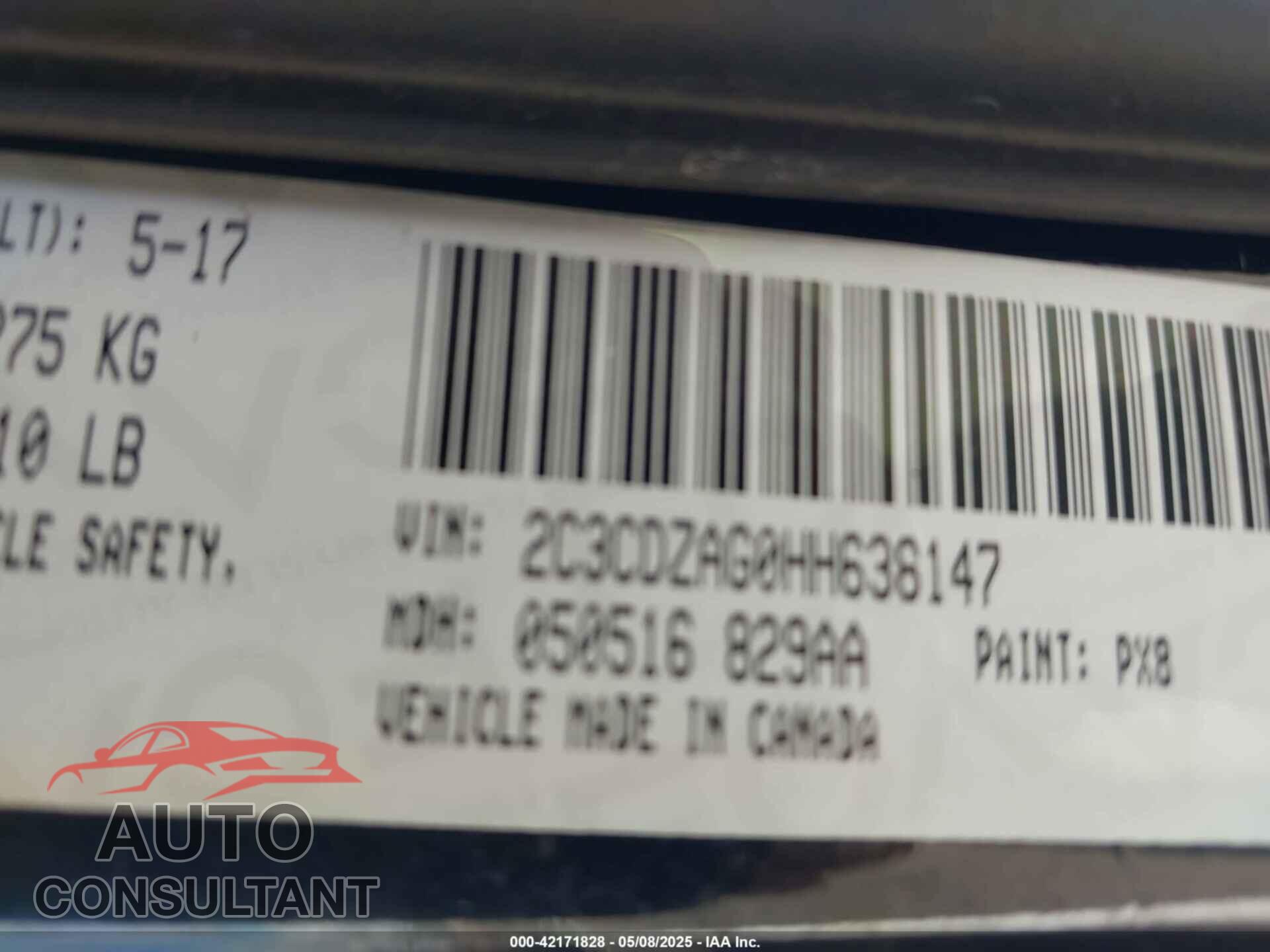 DODGE CHALLENGER 2017 - 2C3CDZAG0HH638147