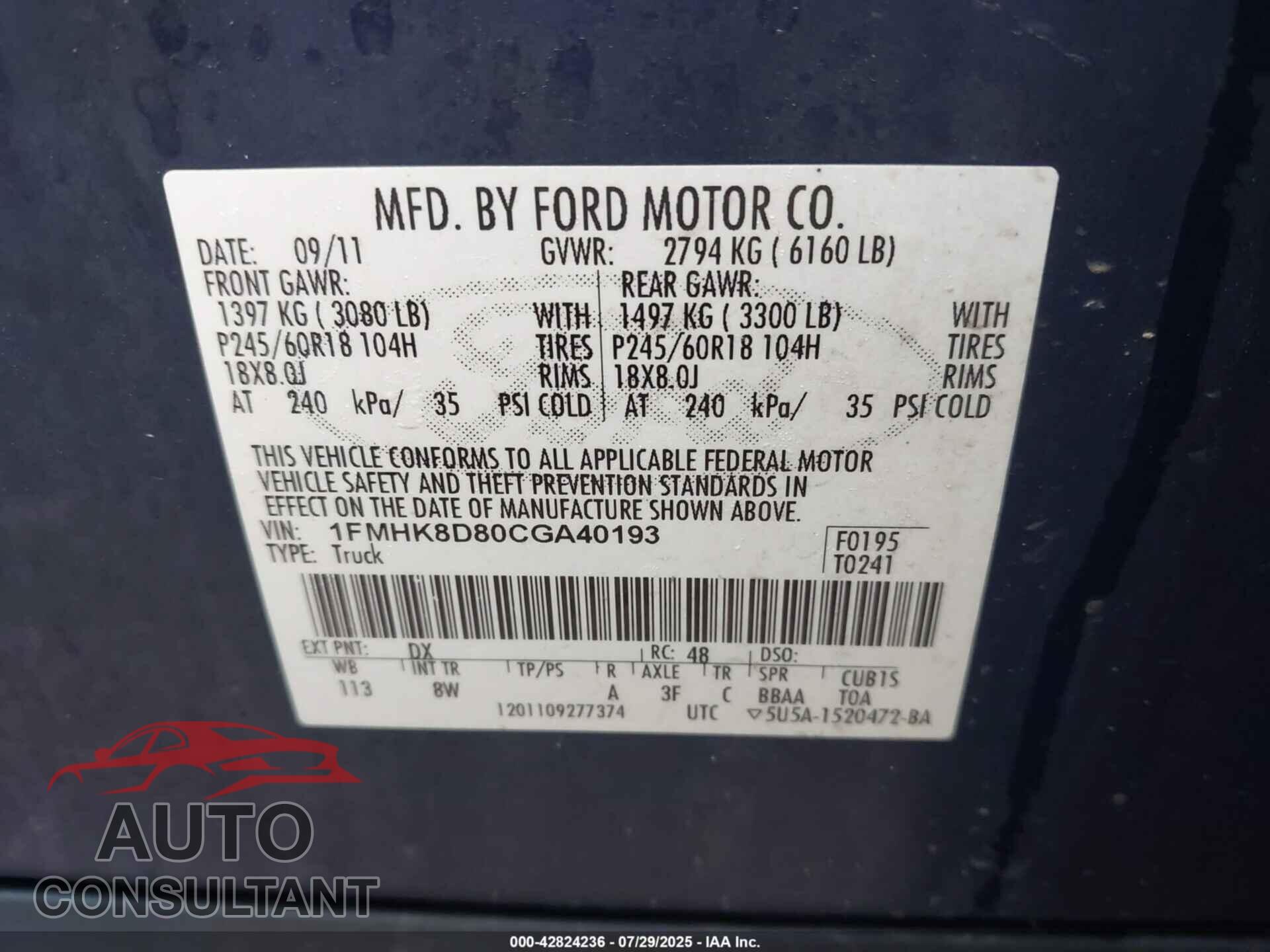 FORD EXPLORER 2012 - 1FMHK8D80CGA40193