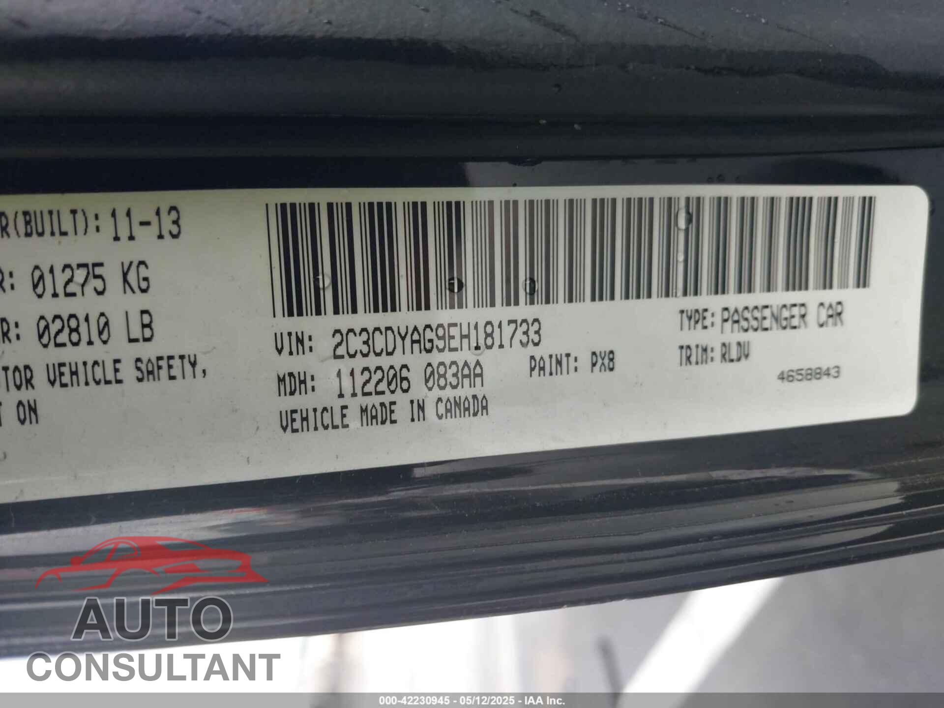 DODGE CHALLENGER 2014 - 2C3CDYAG9EH181733