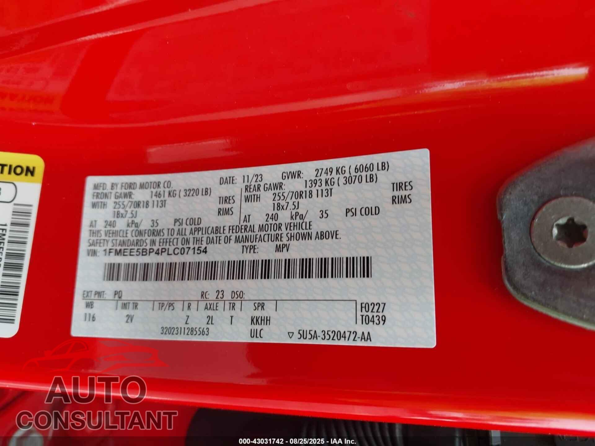 FORD BRONCO 2023 - 1FMEE5BP4PLC07154