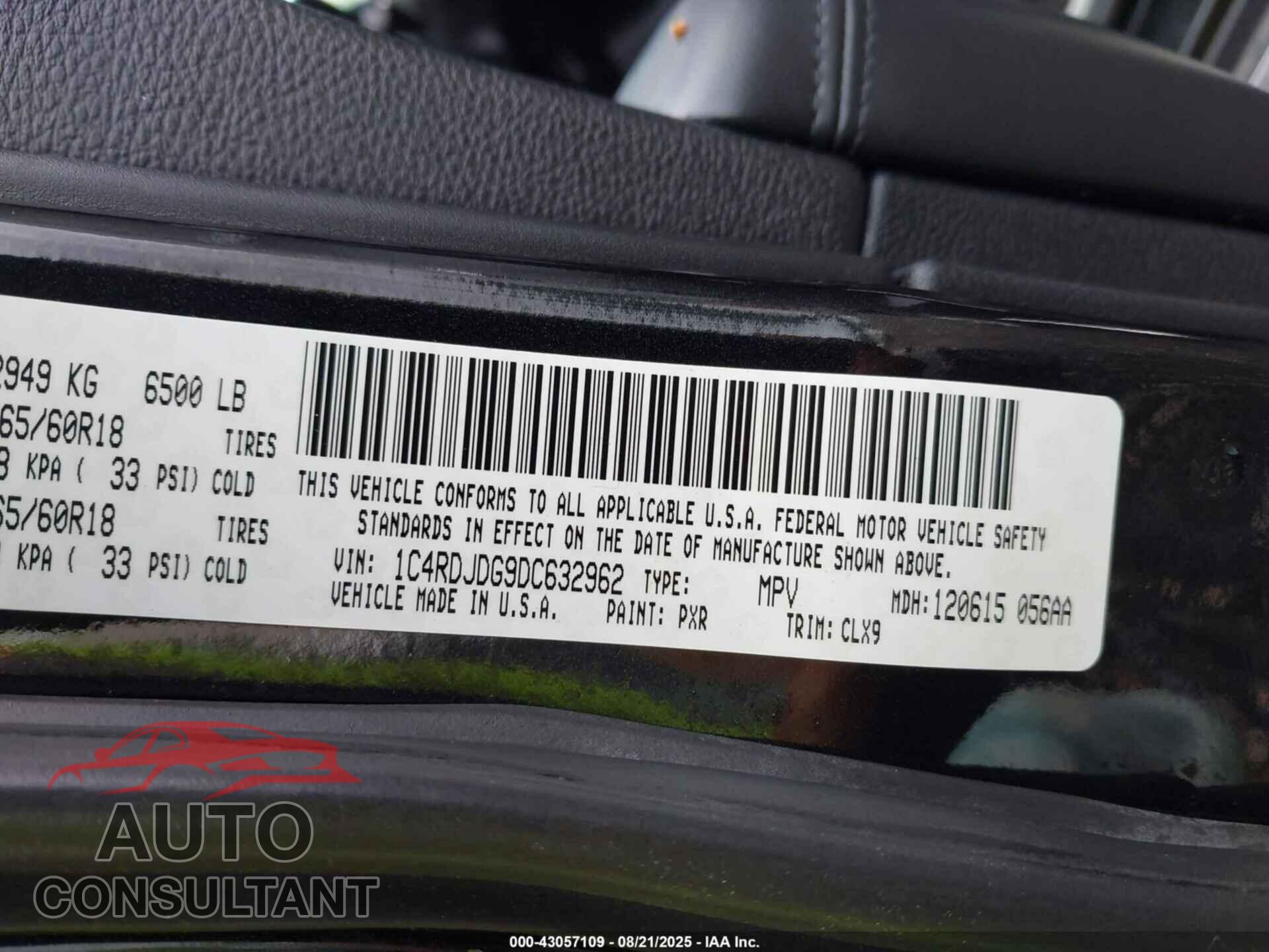 DODGE DURANGO 2013 - 1C4RDJDG9DC632962