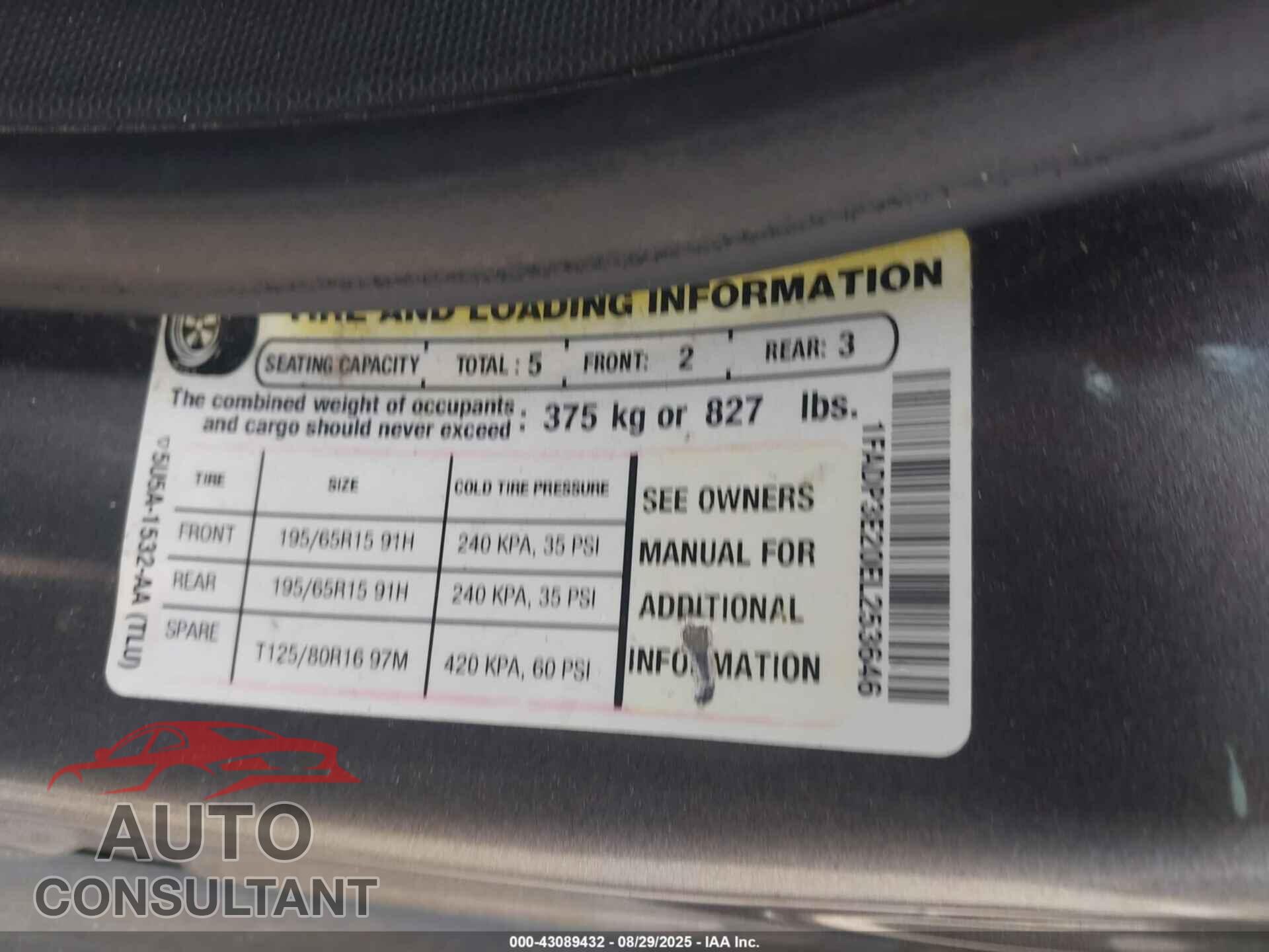 FORD FOCUS 2014 - 1FADP3E20EL253646