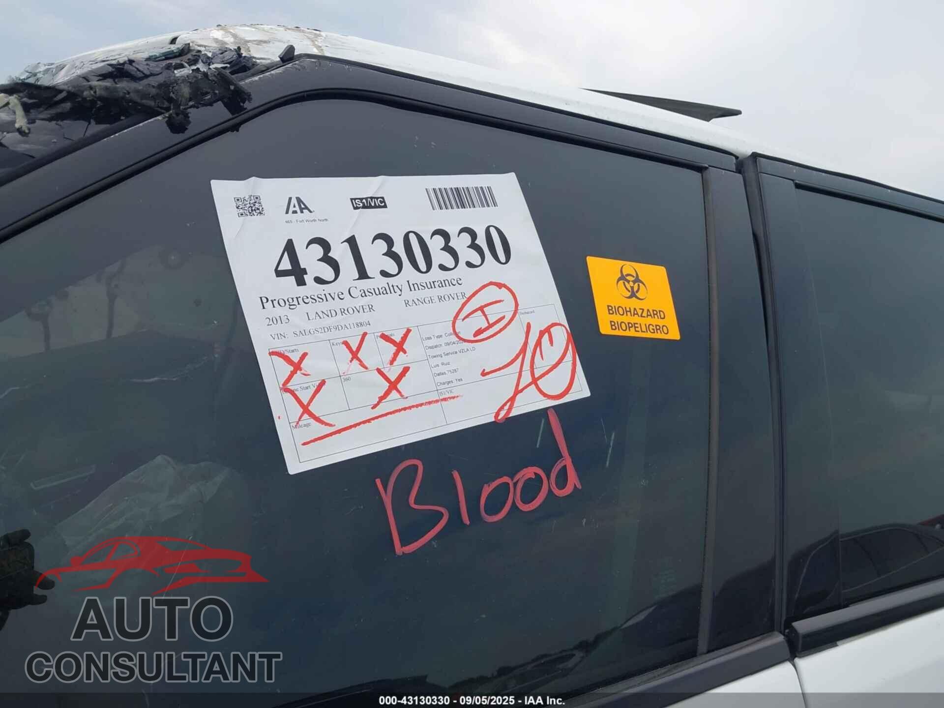 LAND ROVER RANGE ROVER 2013 - SALGS2DF9DA118804