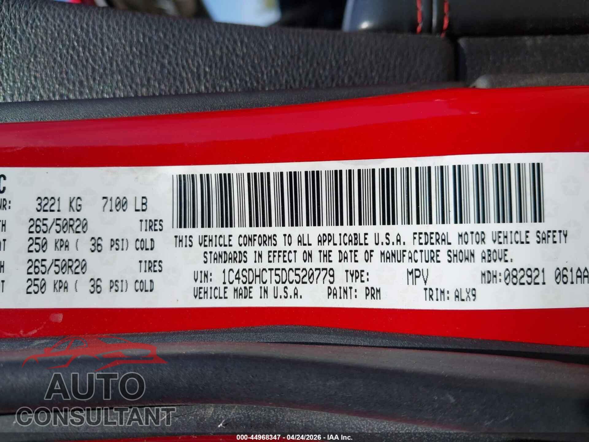 DODGE DURANGO 2013 - 1C4SDHCT5DC520779