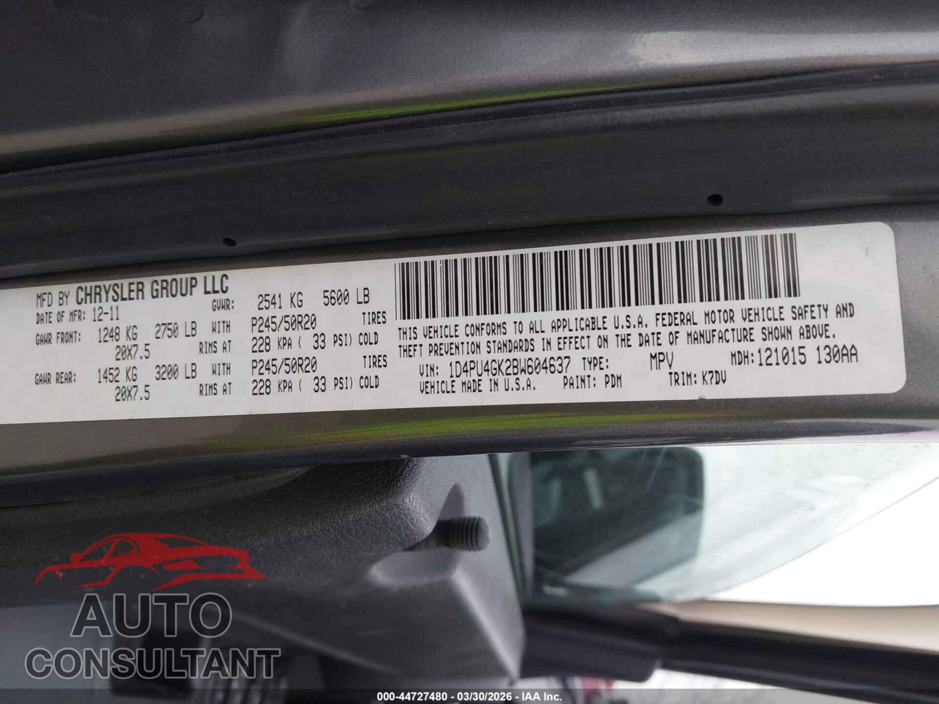 DODGE NITRO 2011 - 1D4PU4GK2BW604637