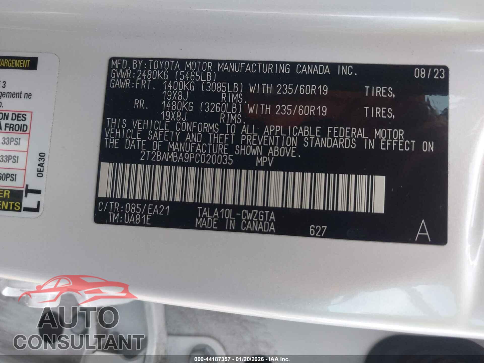 LEXUS RX 350 2023 - 2T2BAMBA9PC020035