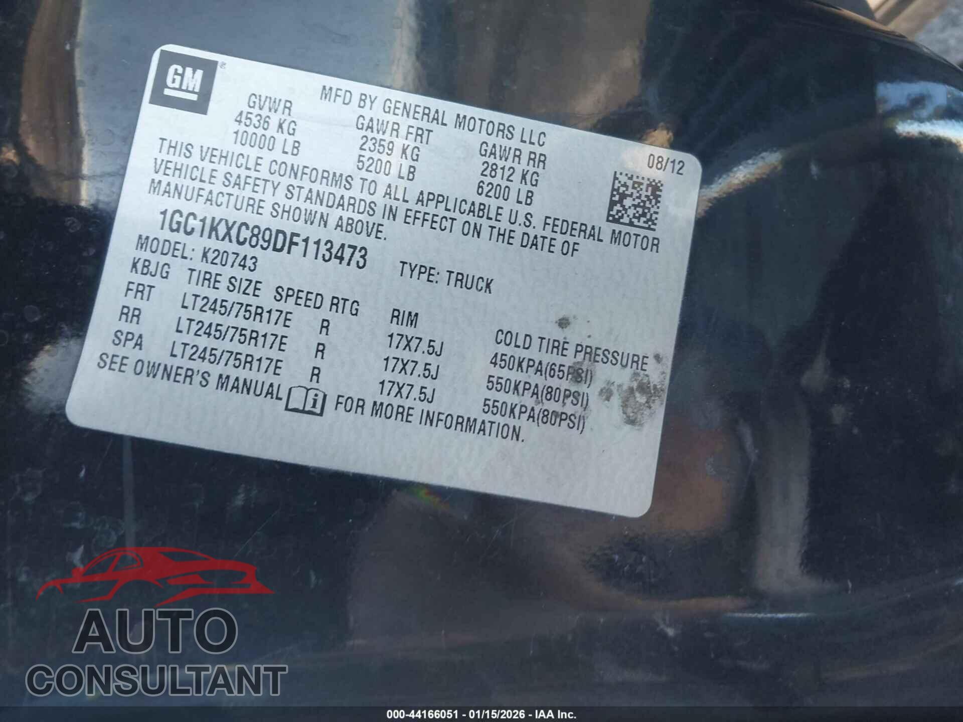 CHEVROLET SILVERADO 2500HD 2013 - 1GC1KXC89DF113473