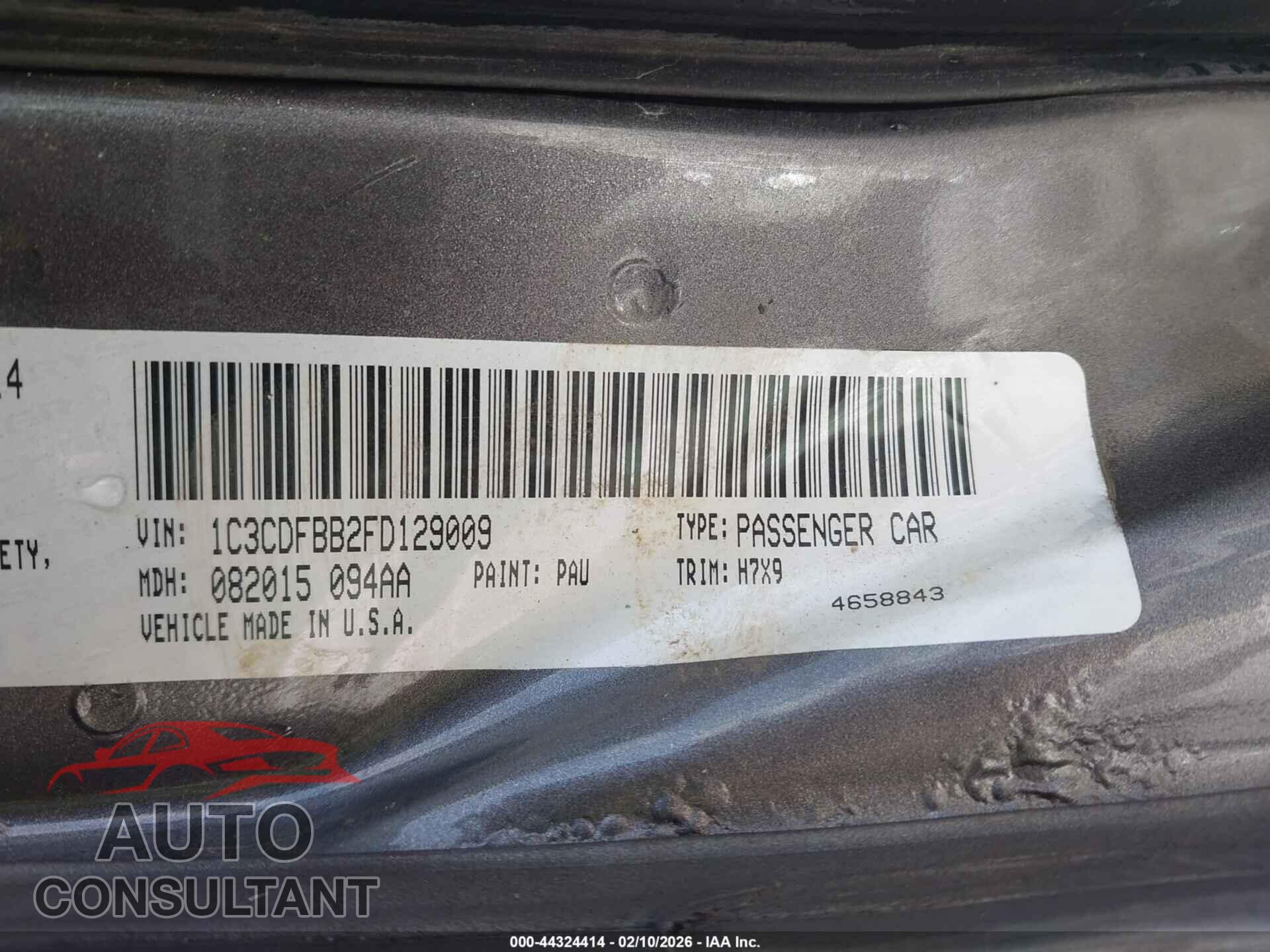 DODGE DART 2015 - 1C3CDFBB2FD129009