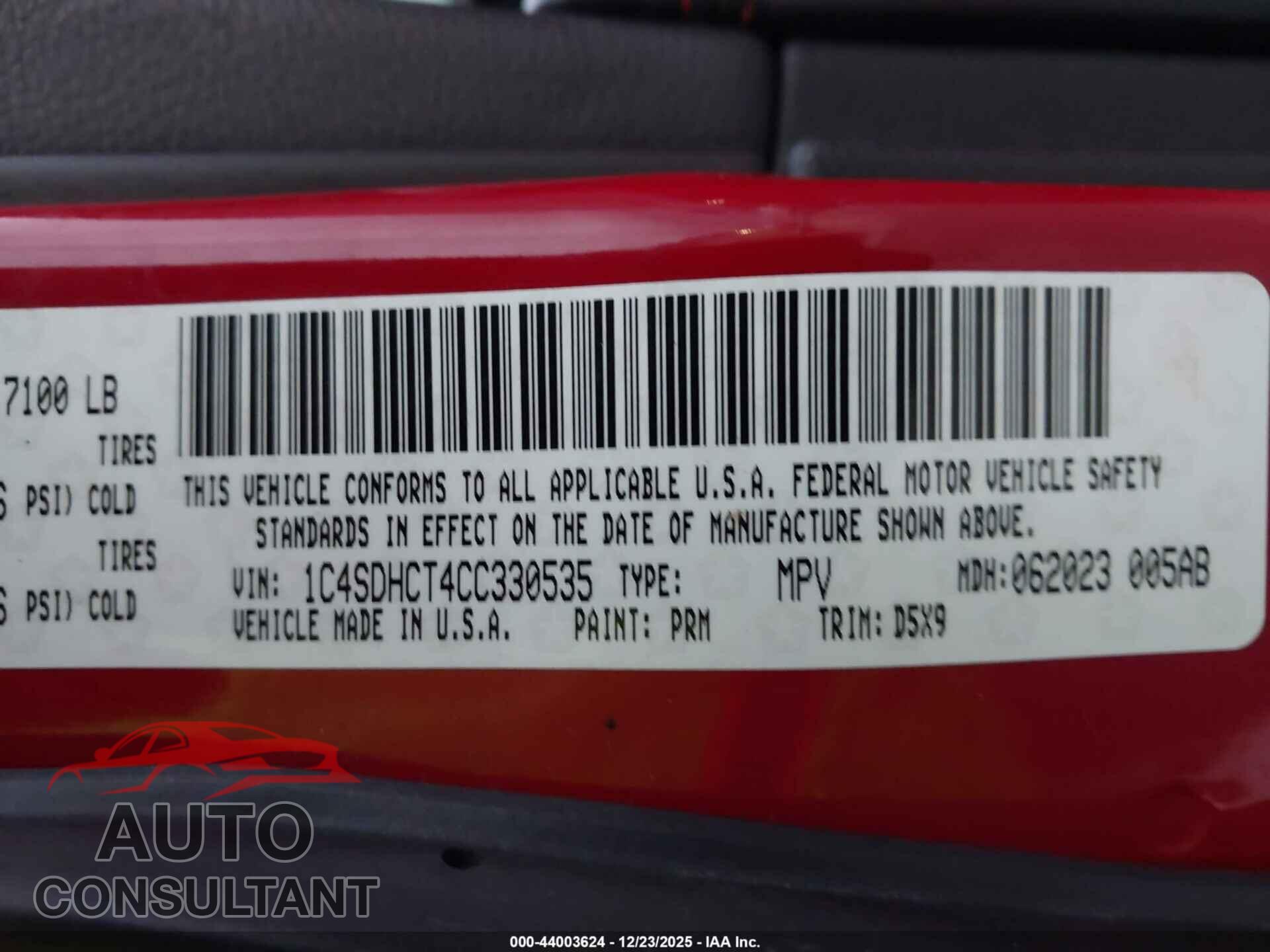 DODGE DURANGO 2012 - 1C4SDHCT4CC330535