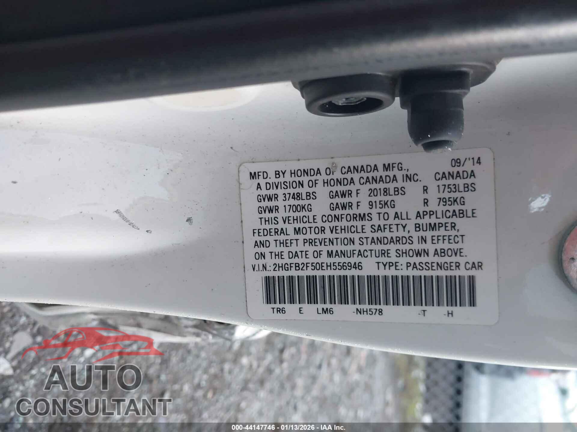 HONDA CIVIC 2014 - 2HGFB2F50EH556946