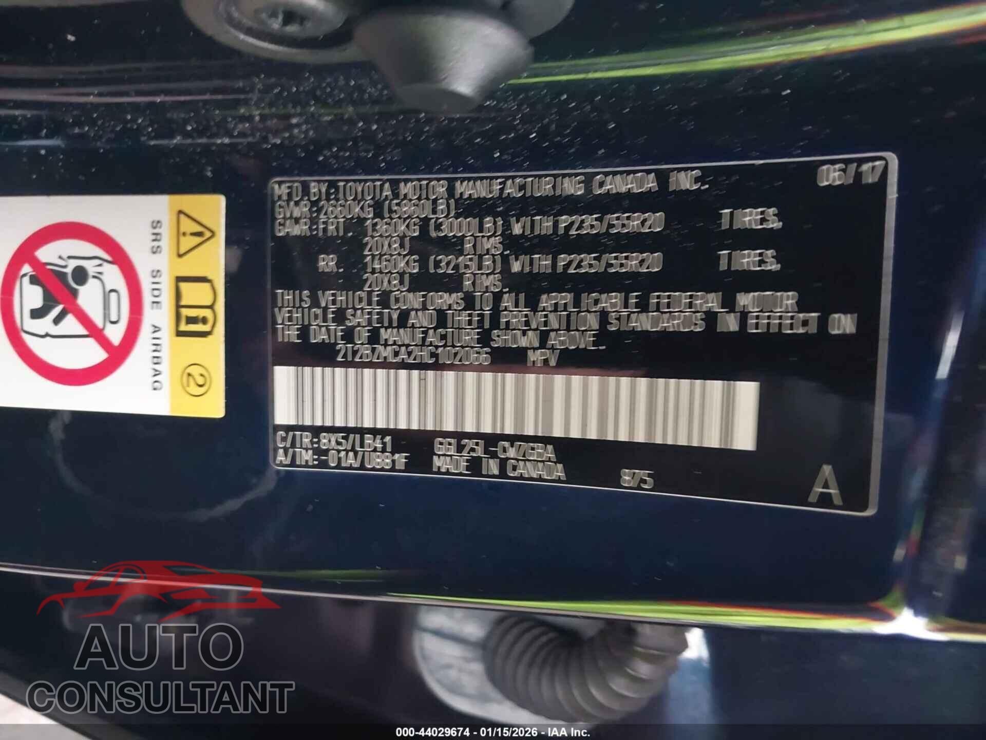LEXUS RX 350 2017 - 2T2BZMCA2HC102066