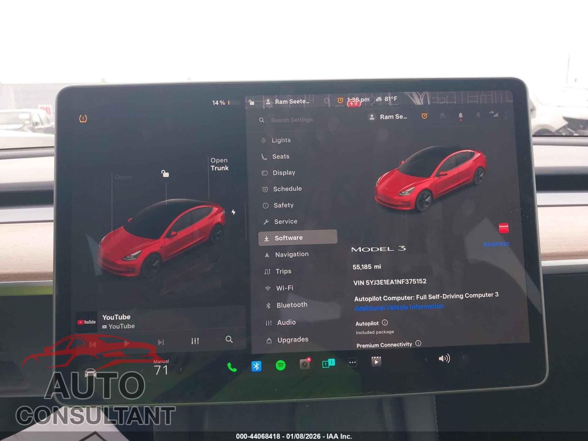 TESLA MODEL 3 2022 - 5YJ3E1EA1NF375152