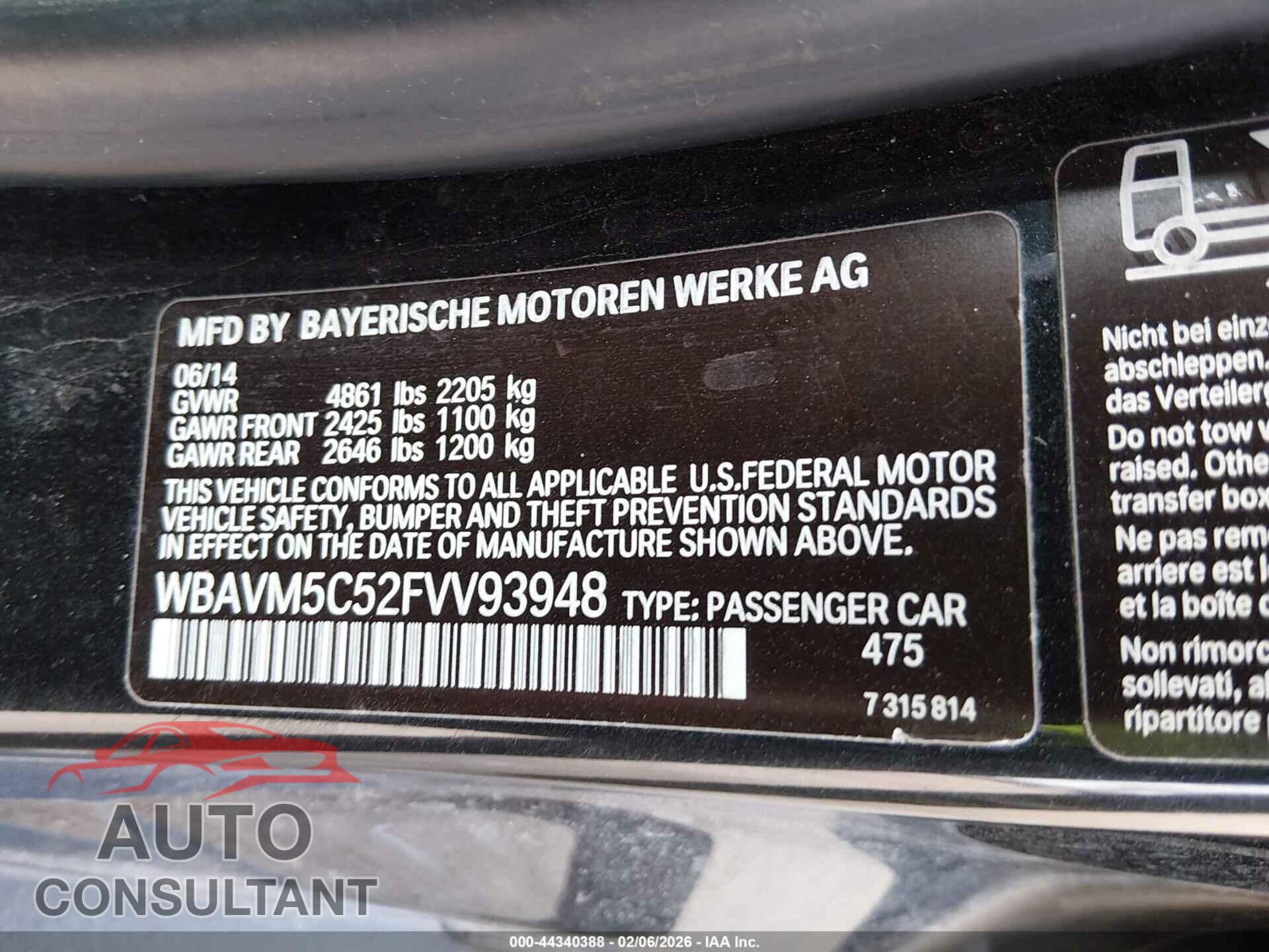 BMW X1 2015 - WBAVM5C52FVV93948