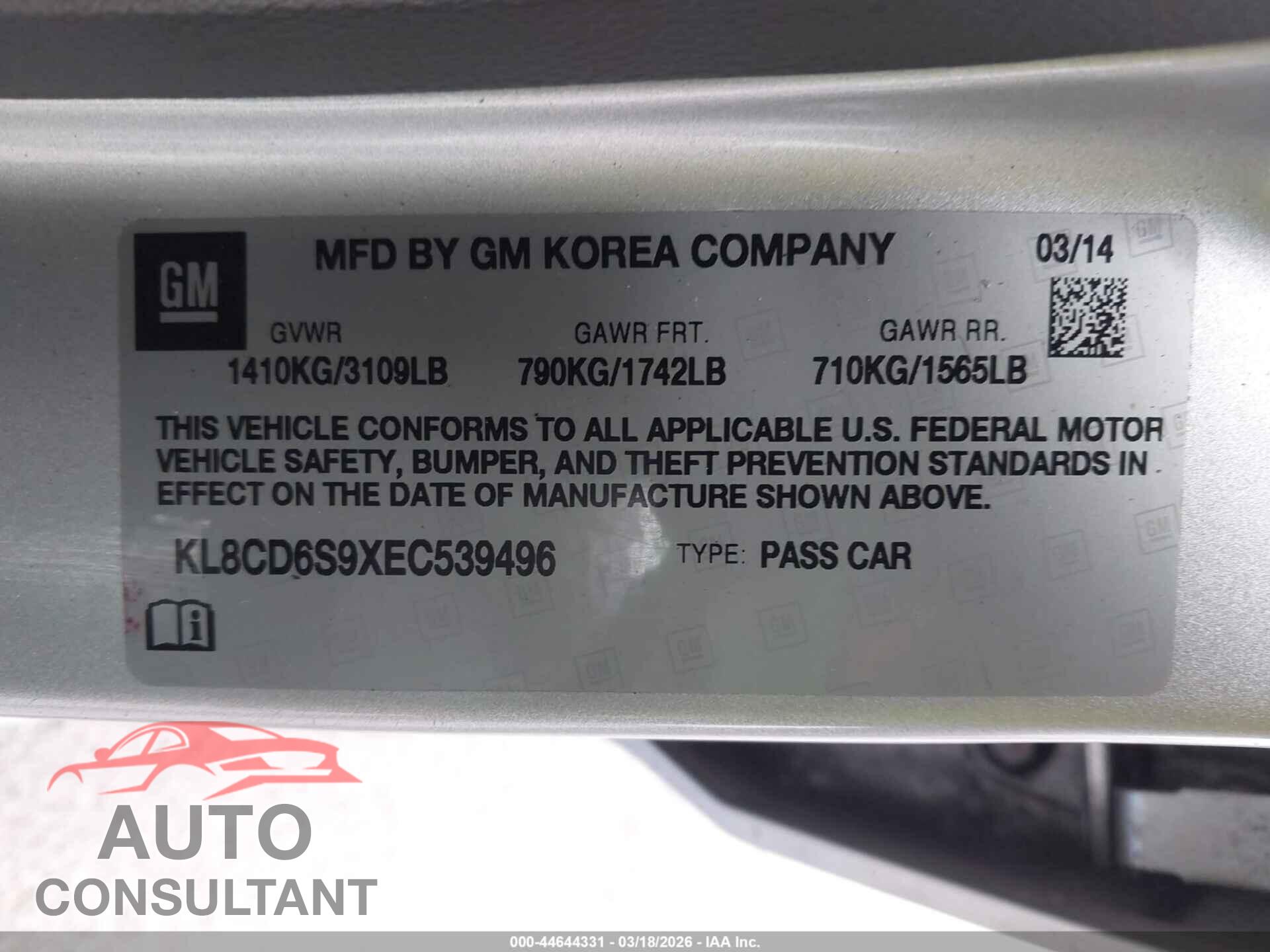 CHEVROLET SPARK 2014 - KL8CD6S9XEC539496