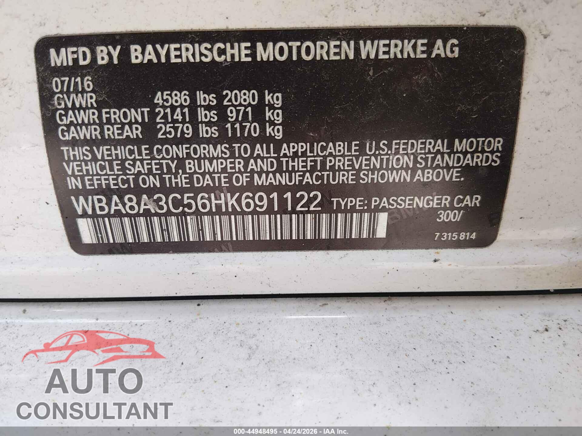BMW 320I 2017 - WBA8A3C56HK691122