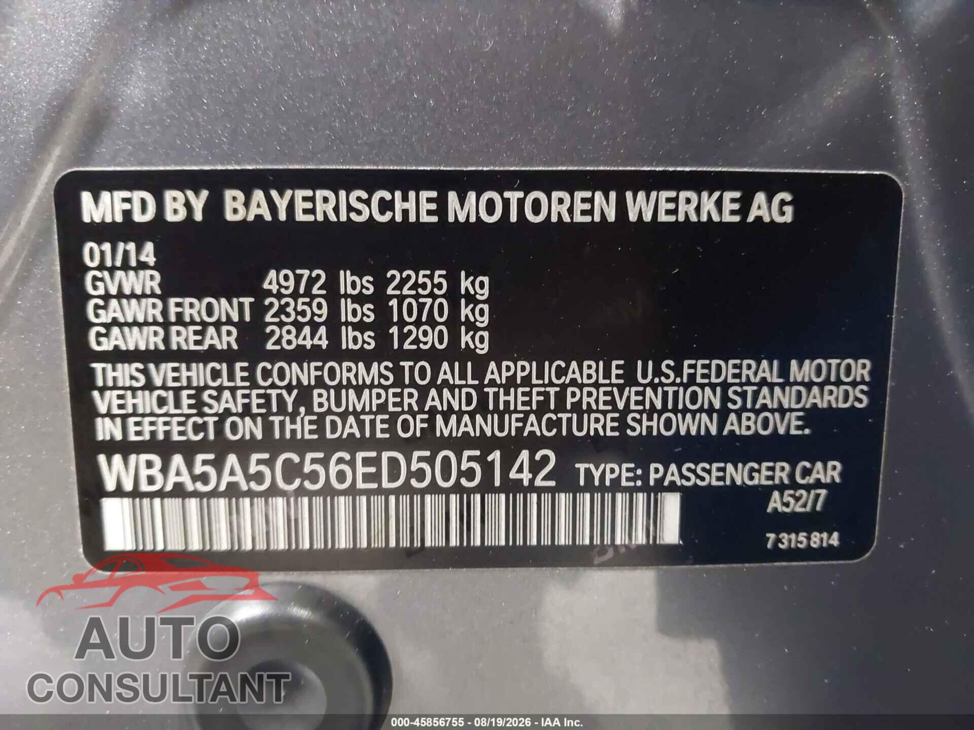 BMW 528 2014 - WBA5A5C56ED505142