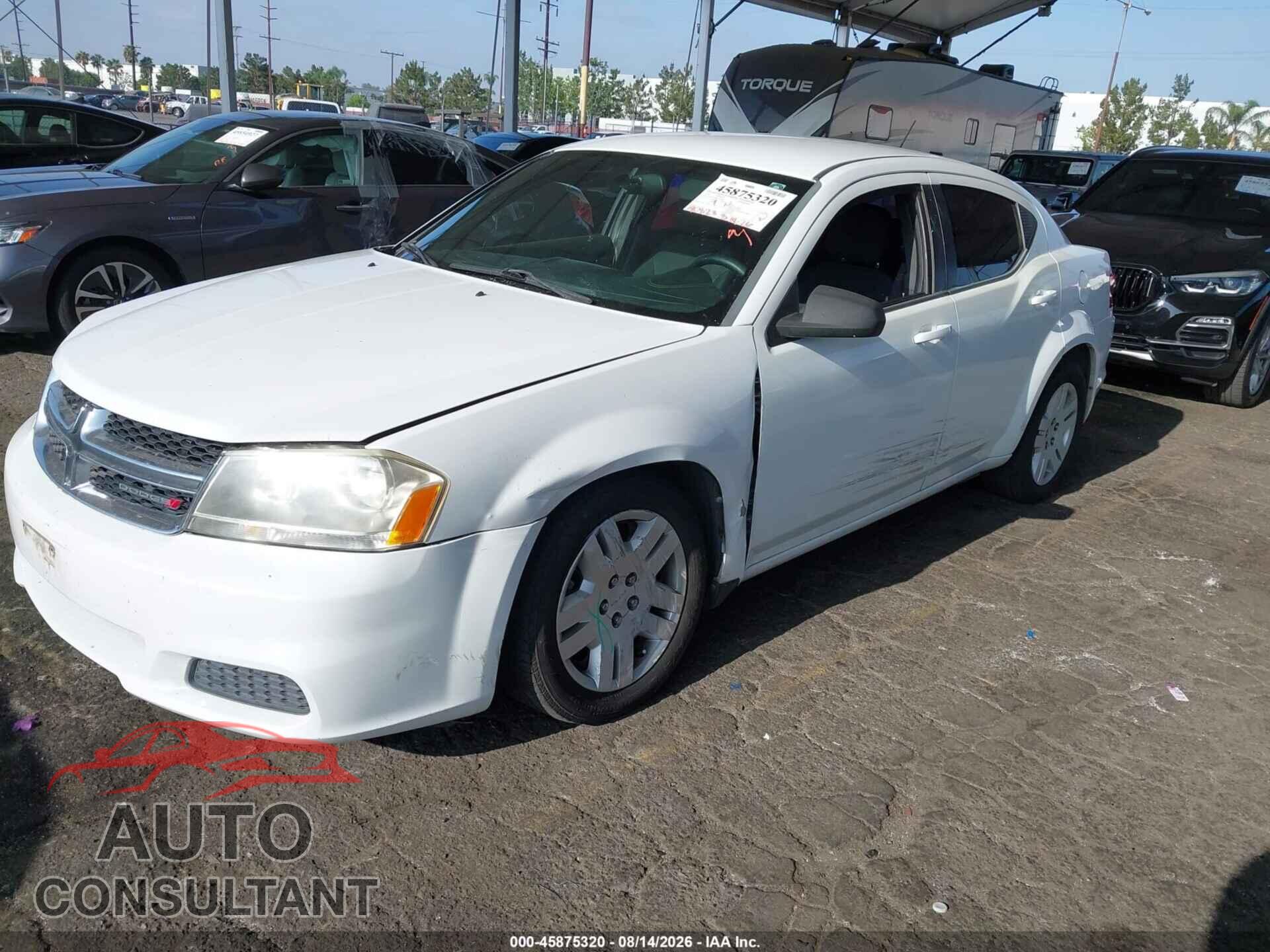 DODGE AVENGER 2012 - 1C3CDZAB9CN214020