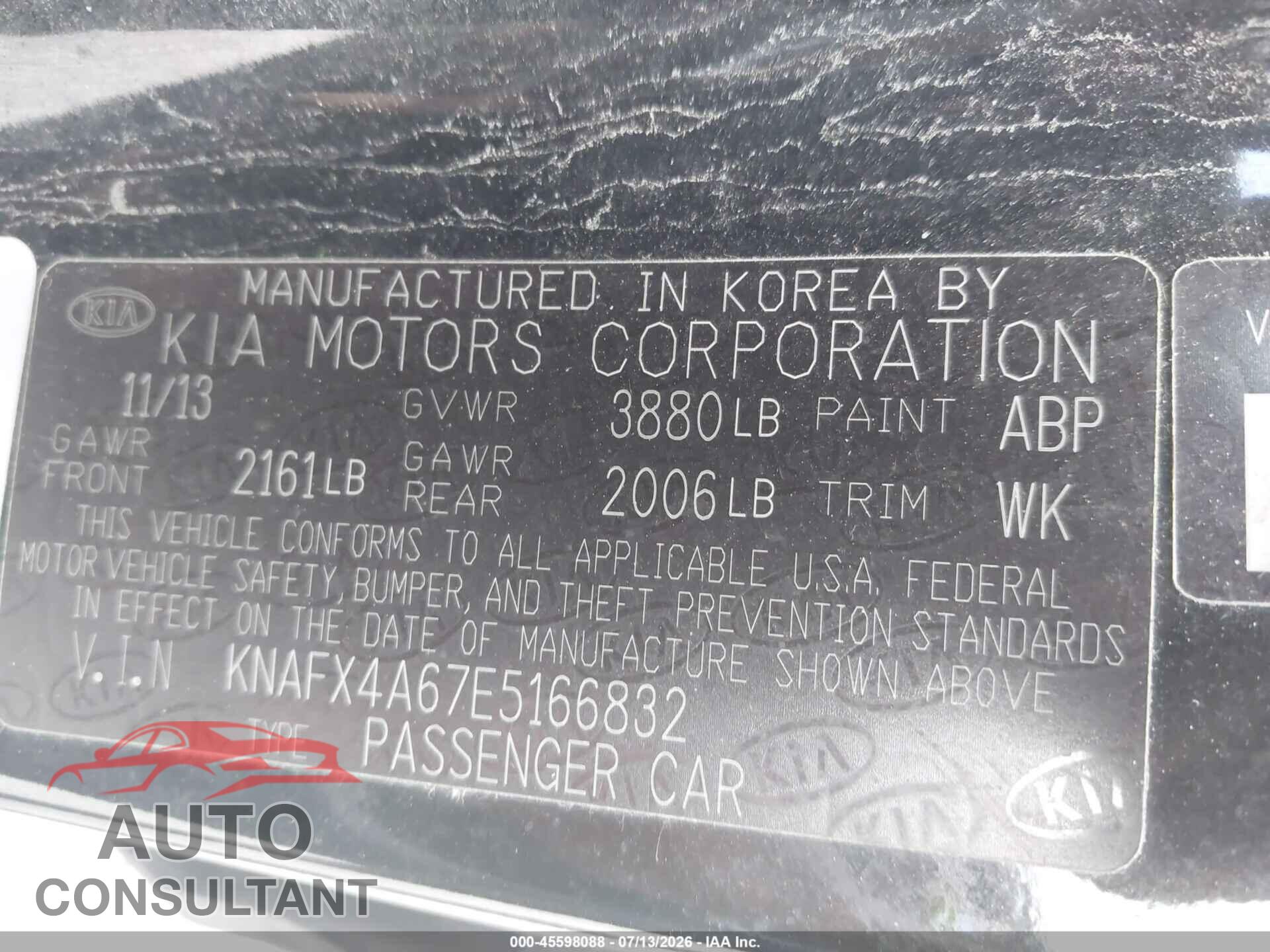 KIA FORTE 2014 - KNAFX4A67E5166832