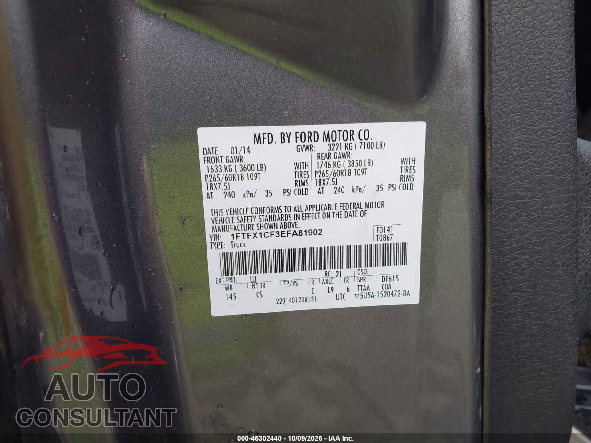 FORD F-150 2014 - 1FTFX1CF3EFA81902