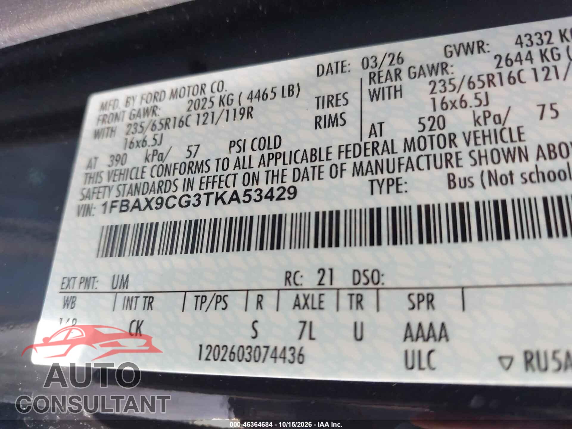FORD TRANSIT-350 PASSENGER VAN 2026 - 1FBAX9CG3TKA53429