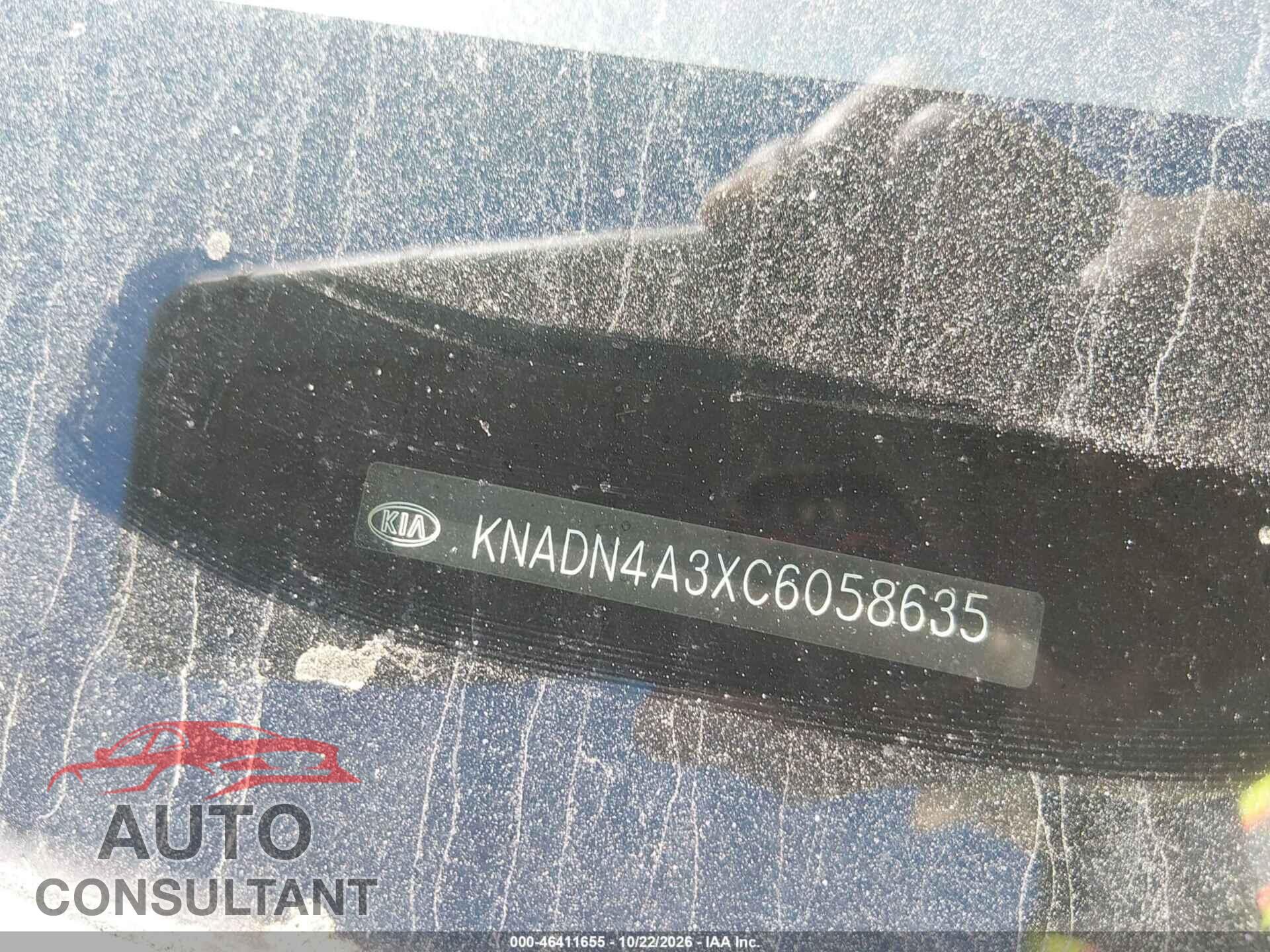 KIA RIO 2012 - KNADN4A3XC6058635