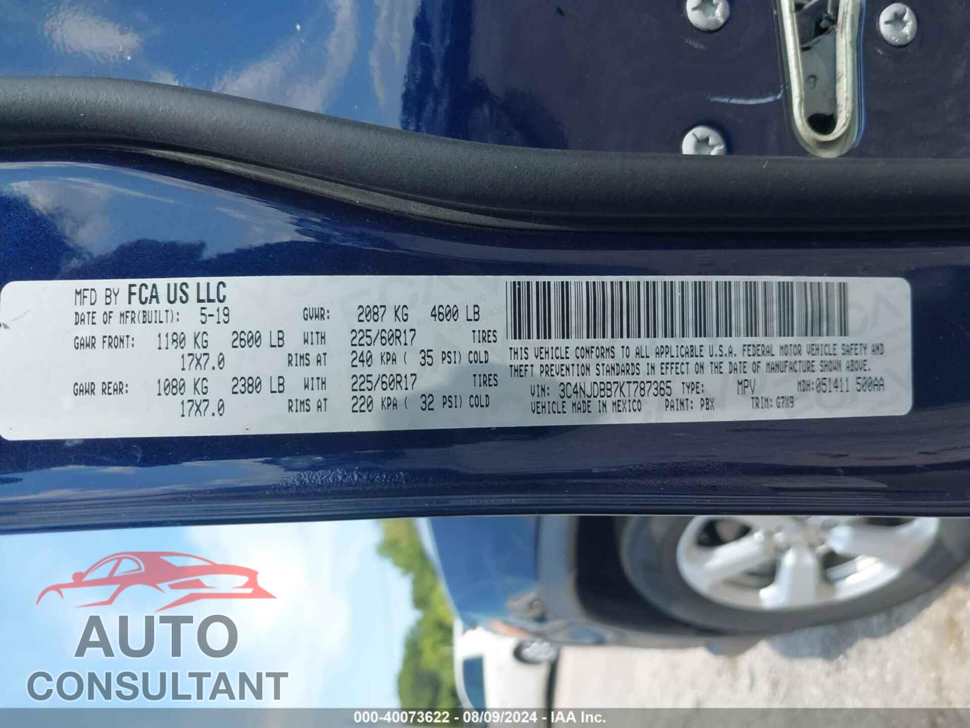 JEEP COMPASS 2019 - 3C4NJDBB7KT787365