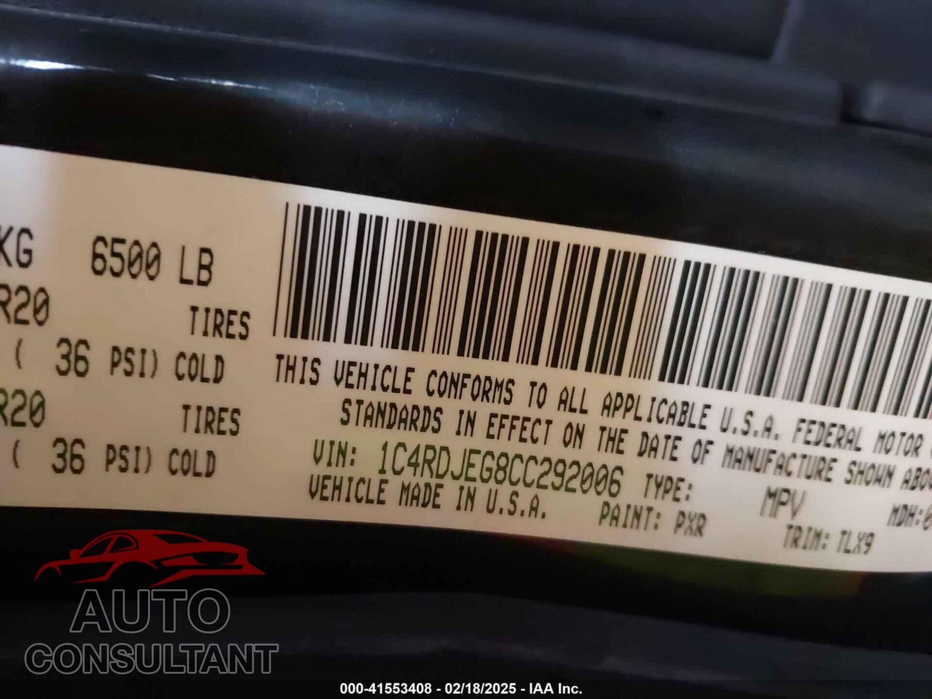 DODGE DURANGO 2012 - 1C4RDJEG8CC292006