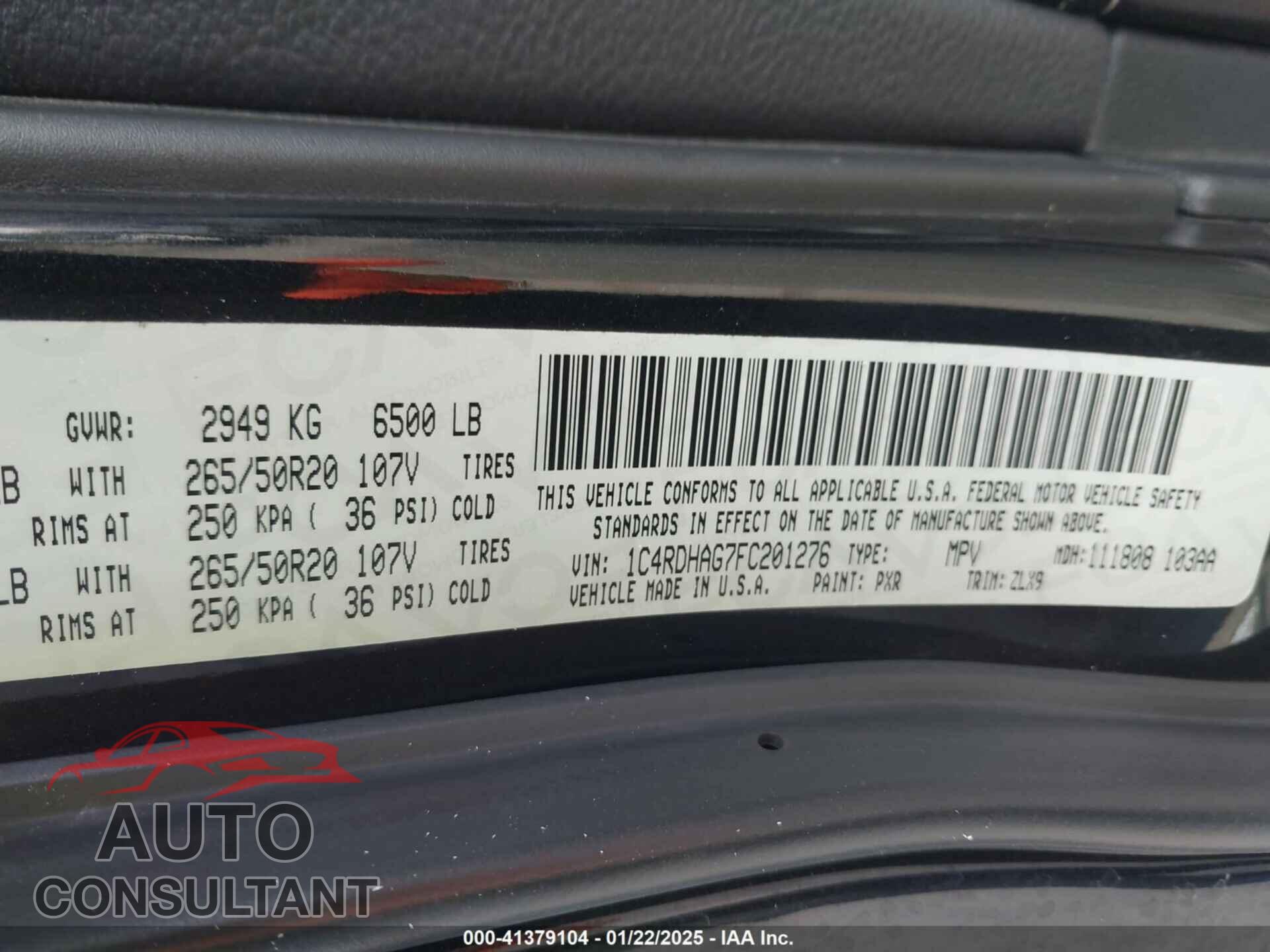 DODGE DURANGO 2015 - 1C4RDHAG7FC201276