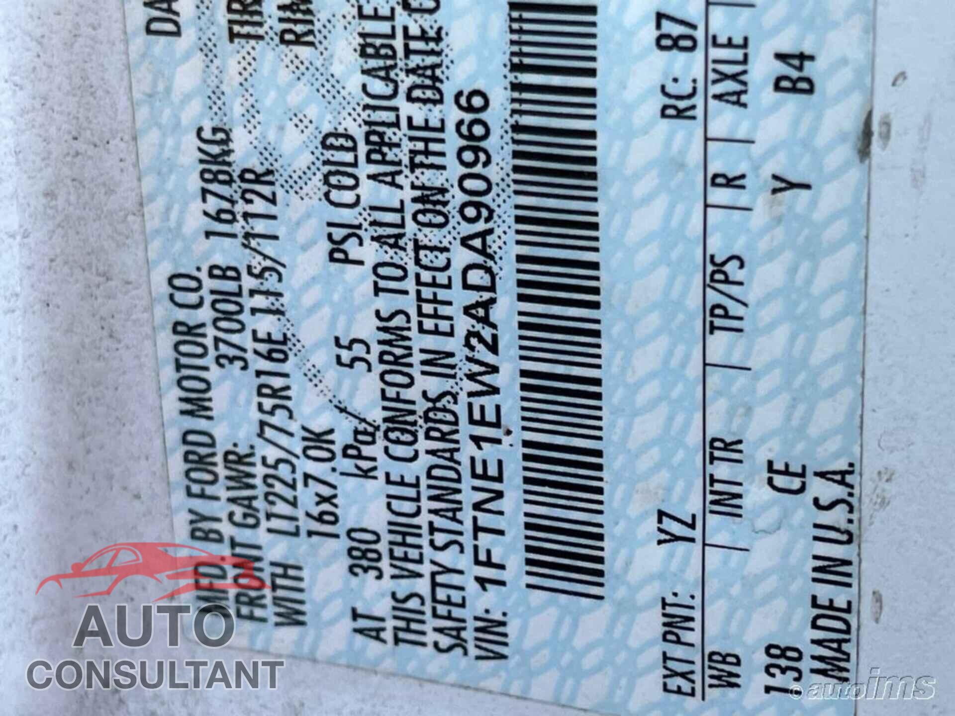 FORD E-150 2010 - 1FTNE1EW2ADA90966