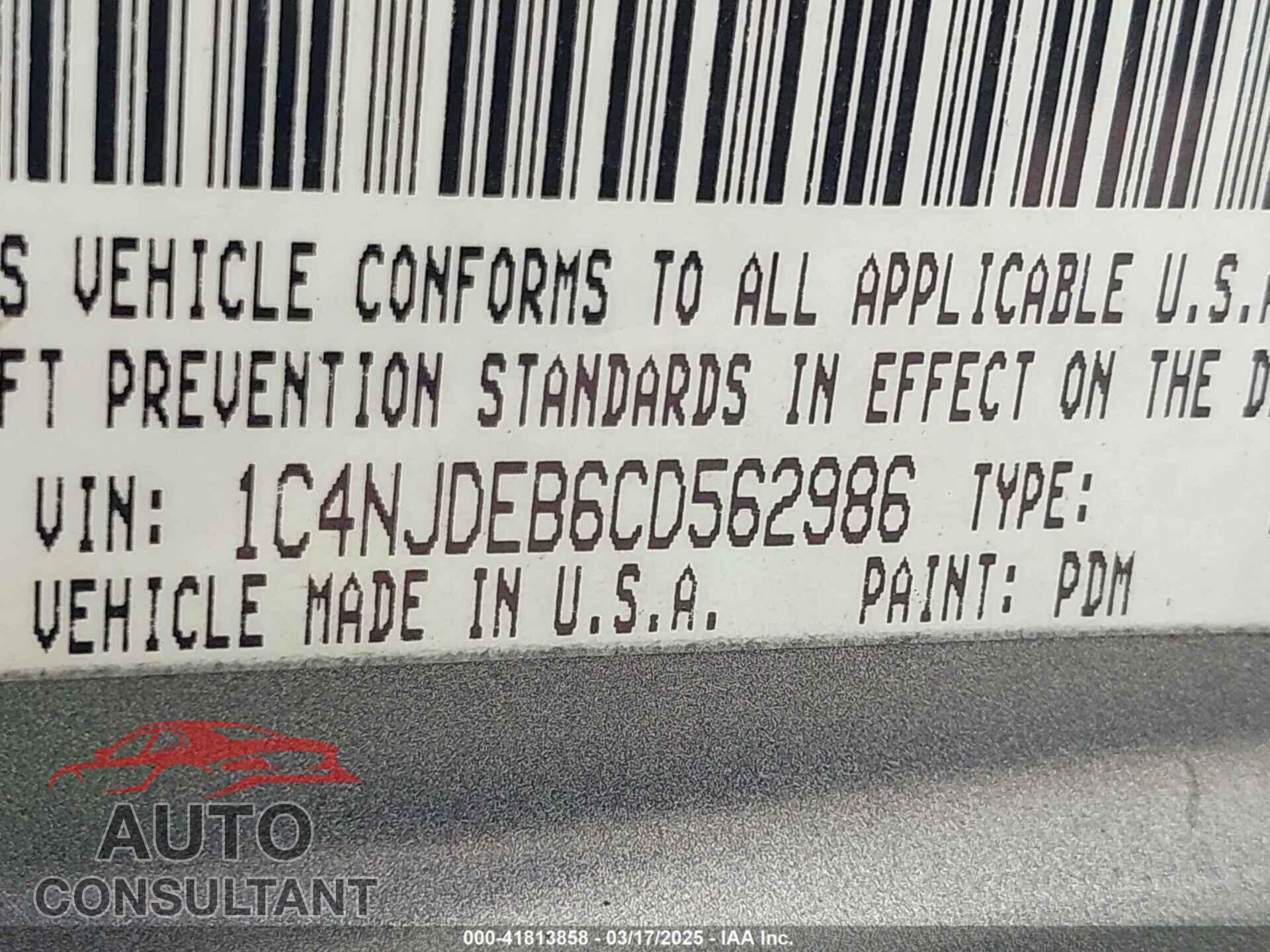 JEEP COMPASS 2012 - 1C4NJDEB6CD562986