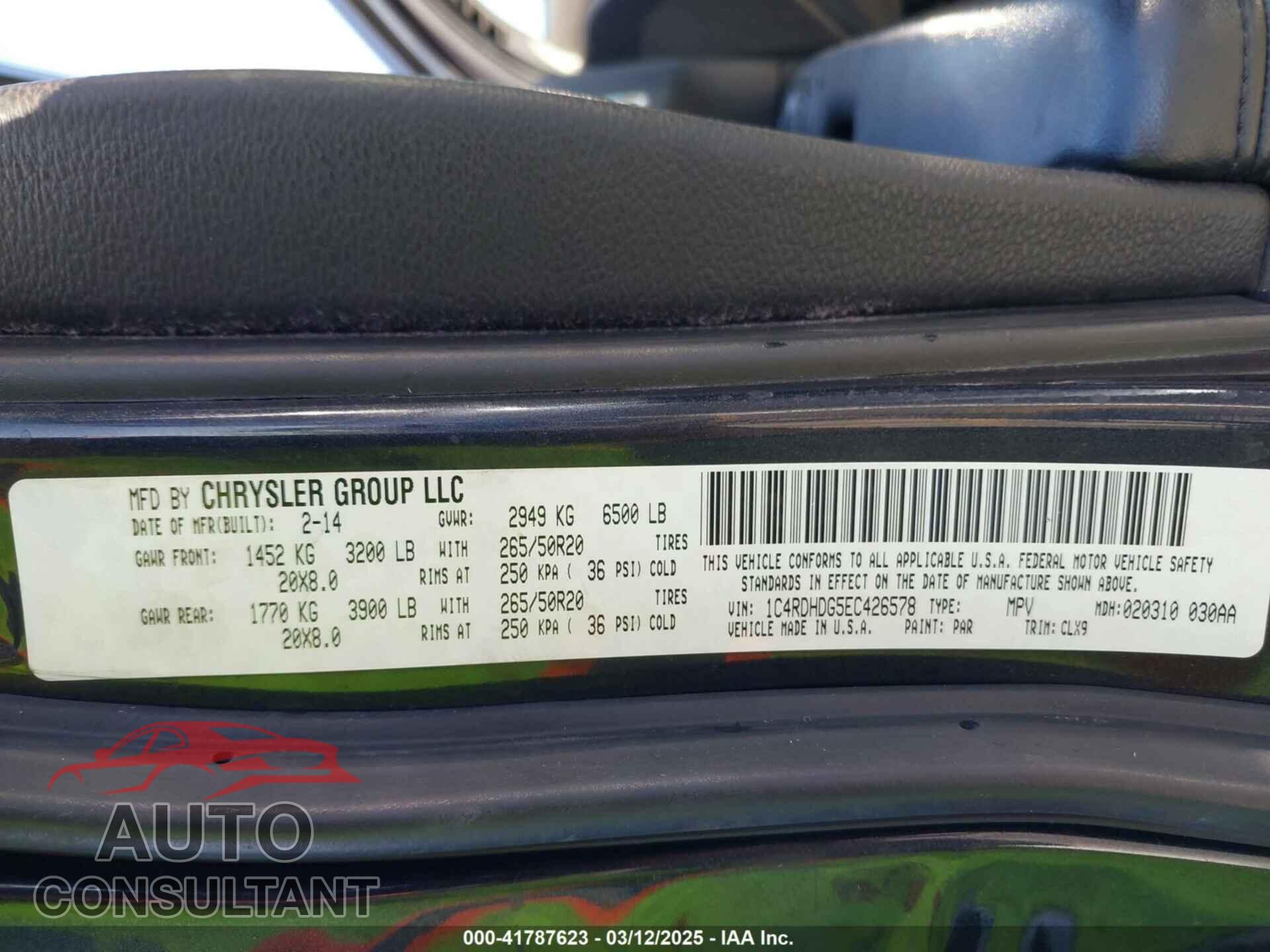 DODGE DURANGO 2014 - 1C4RDHDG5EC426578
