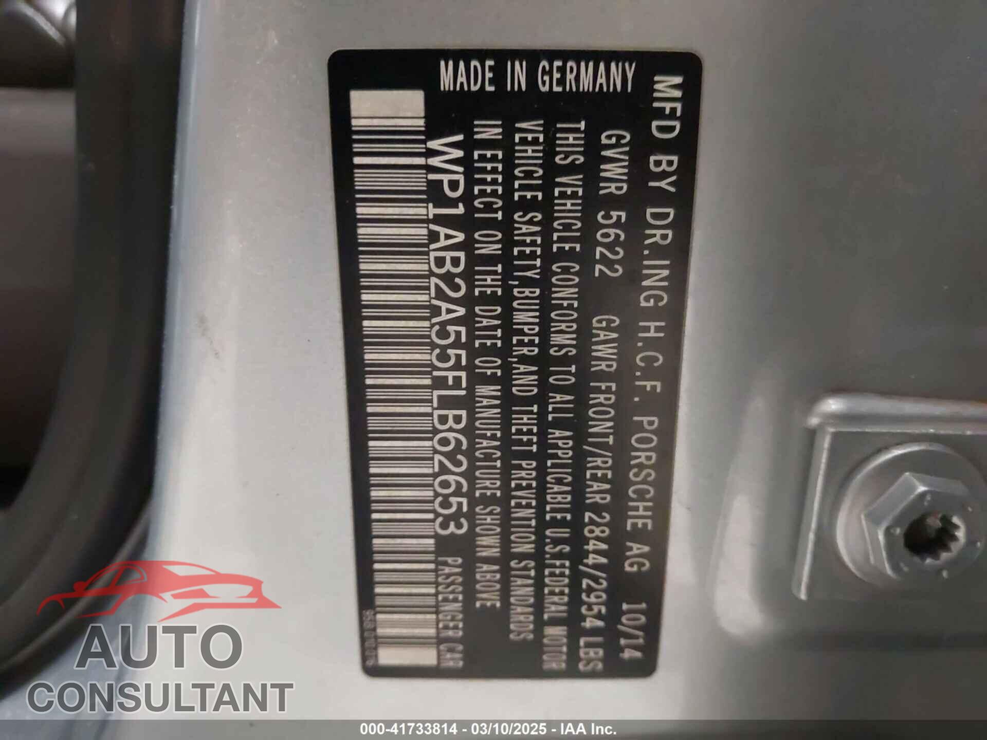 PORSCHE MACAN 2015 - WP1AB2A55FLB62653