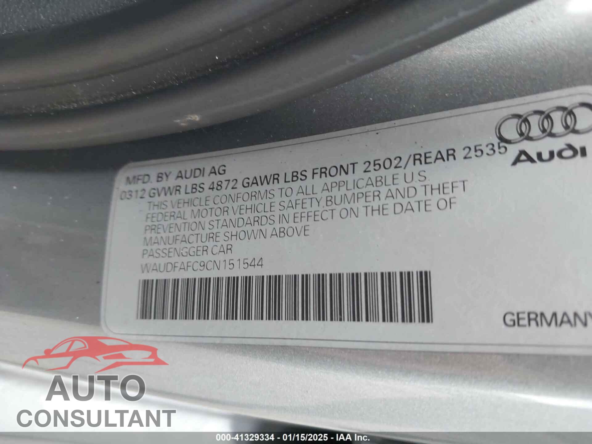 AUDI A6 2012 - WAUDFAFC9CN151544