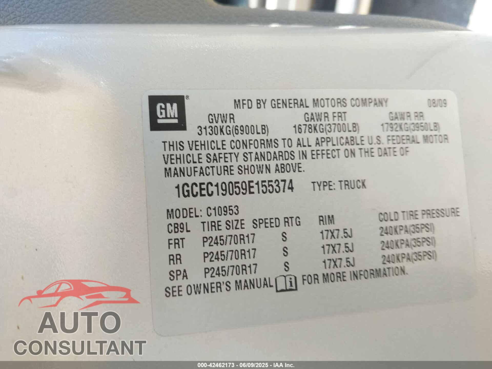 CHEVROLET SILVERADO 1500 2009 - 1GCEC19059E155374