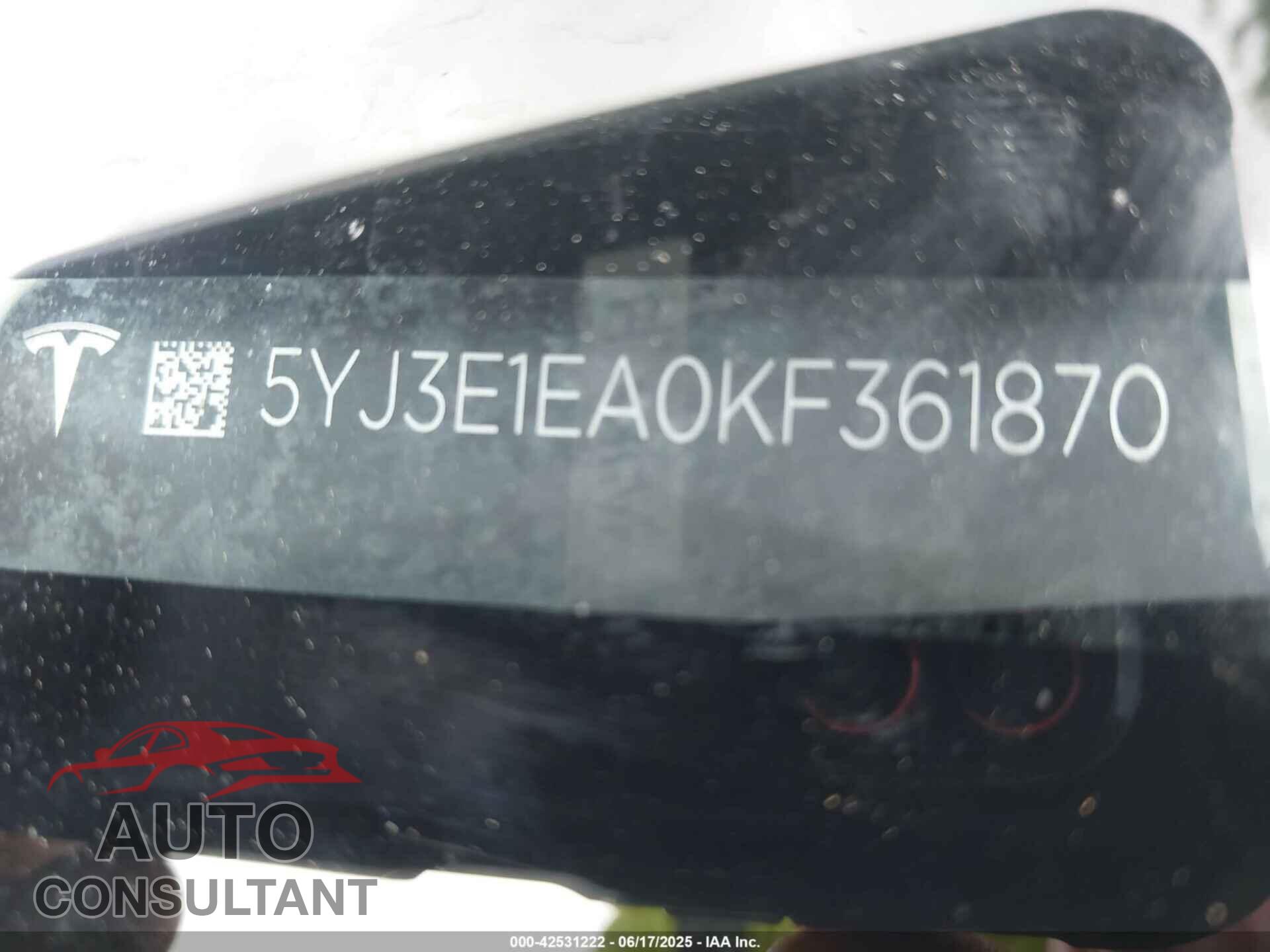 TESLA MODEL 3 2019 - 5YJ3E1EA0KF361870