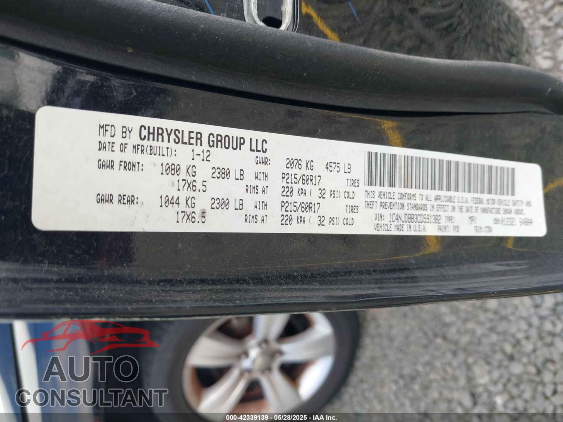 JEEP COMPASS 2012 - 1C4NJDBB3CD591382