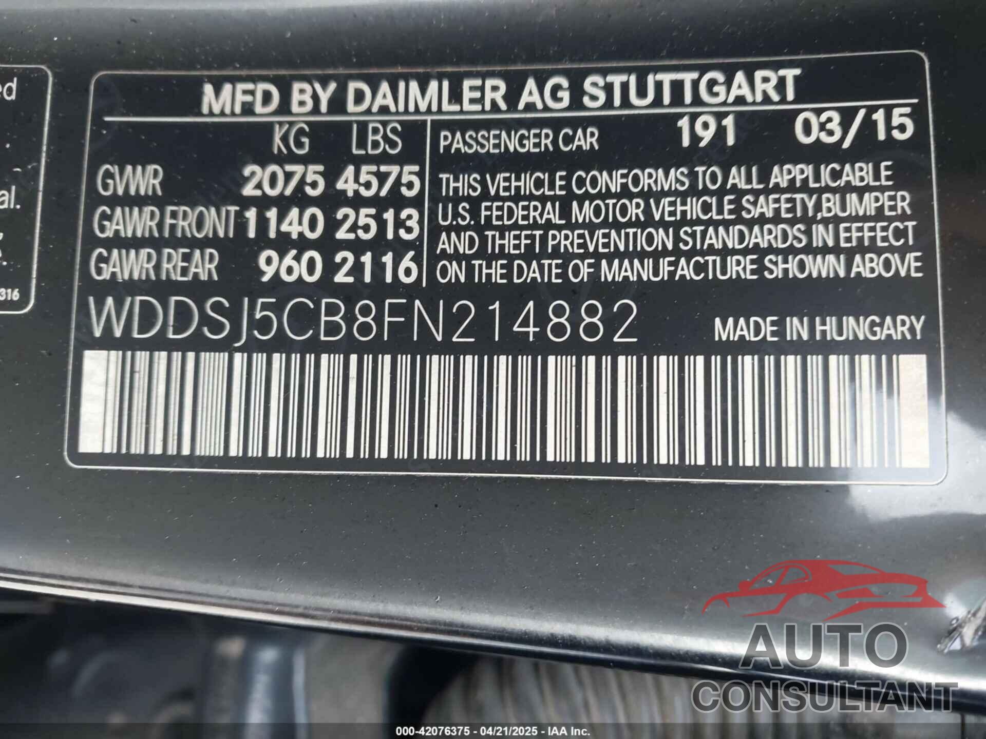 MERCEDES-BENZ CLA 45 AMG 2015 - WDDSJ5CB8FN214882