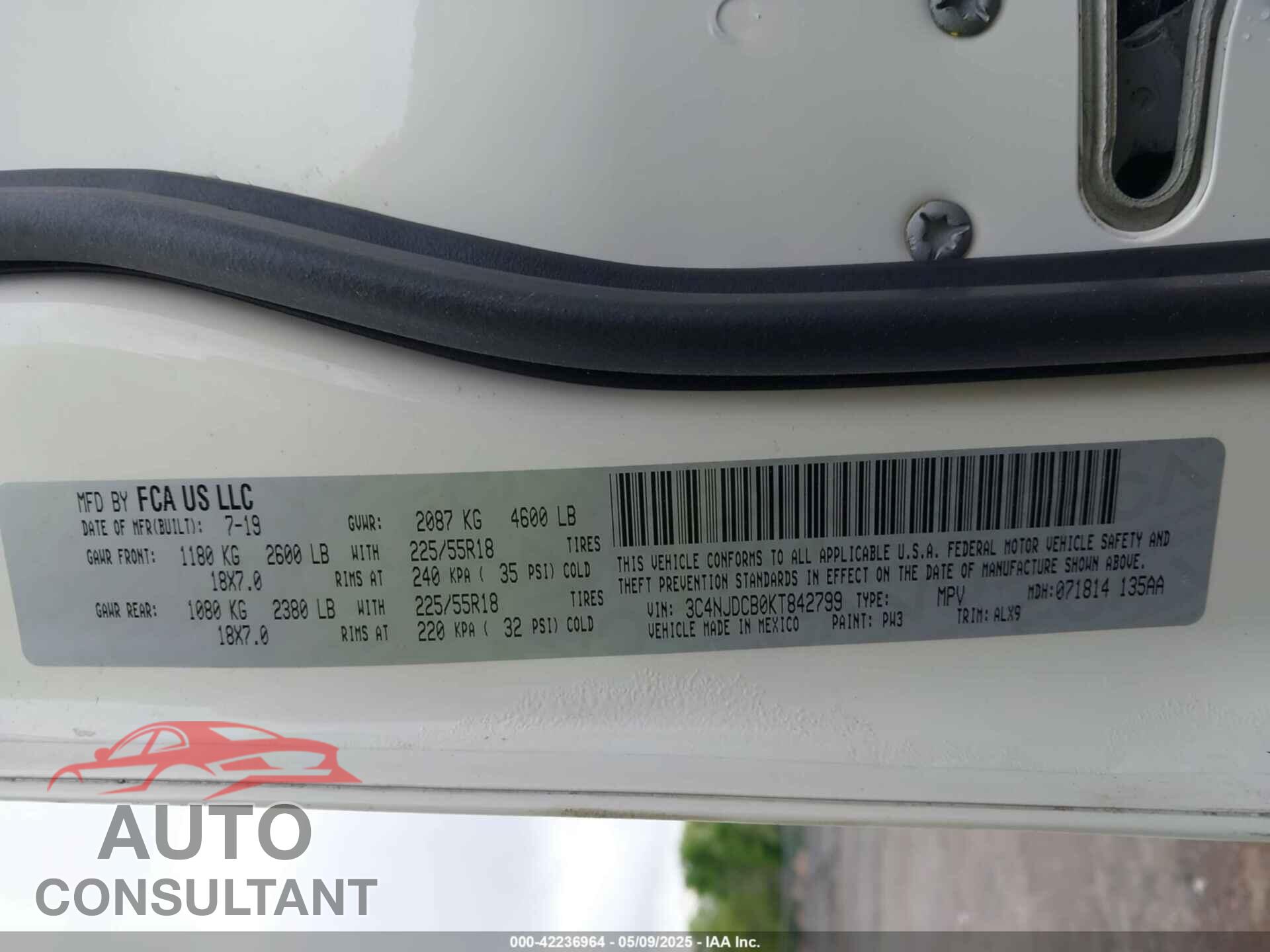 JEEP COMPASS 2019 - 3C4NJDCB0KT842799