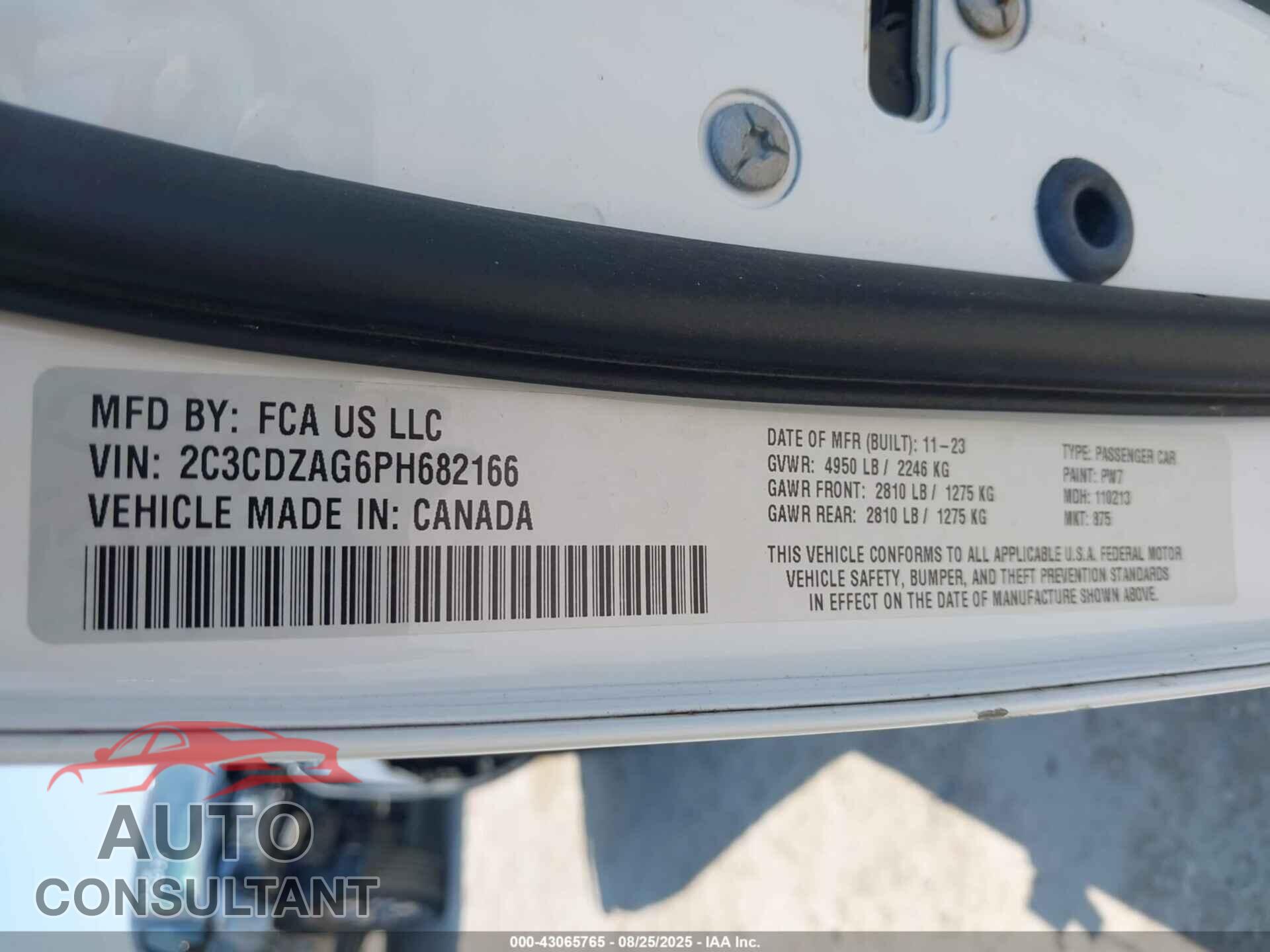 DODGE CHALLENGER 2023 - 2C3CDZAG6PH682166