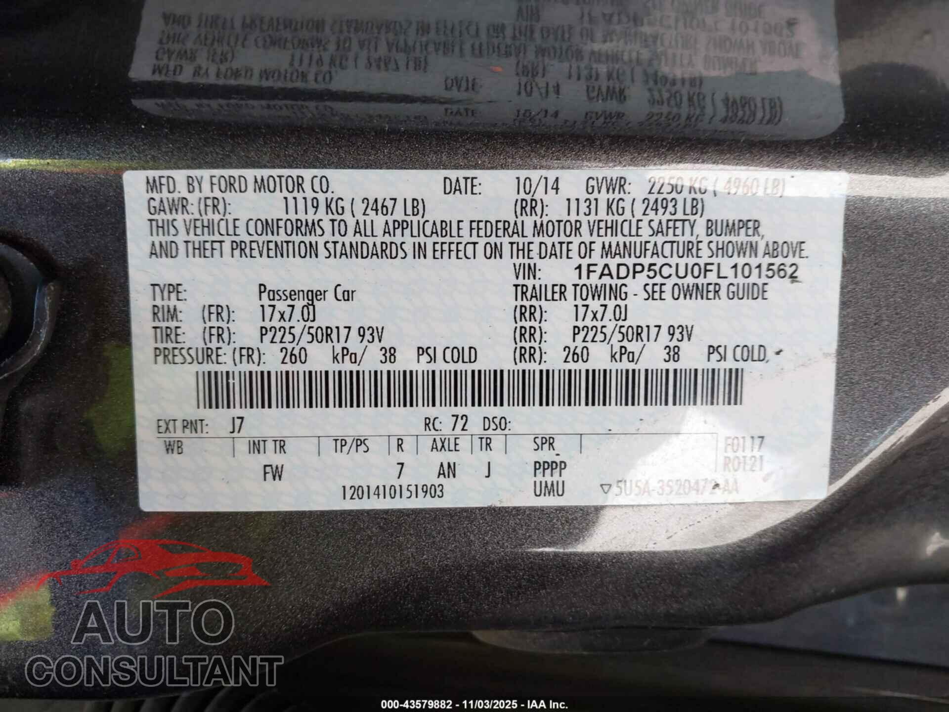 FORD C-MAX ENERGI 2015 - 1FADP5CU0FL101562
