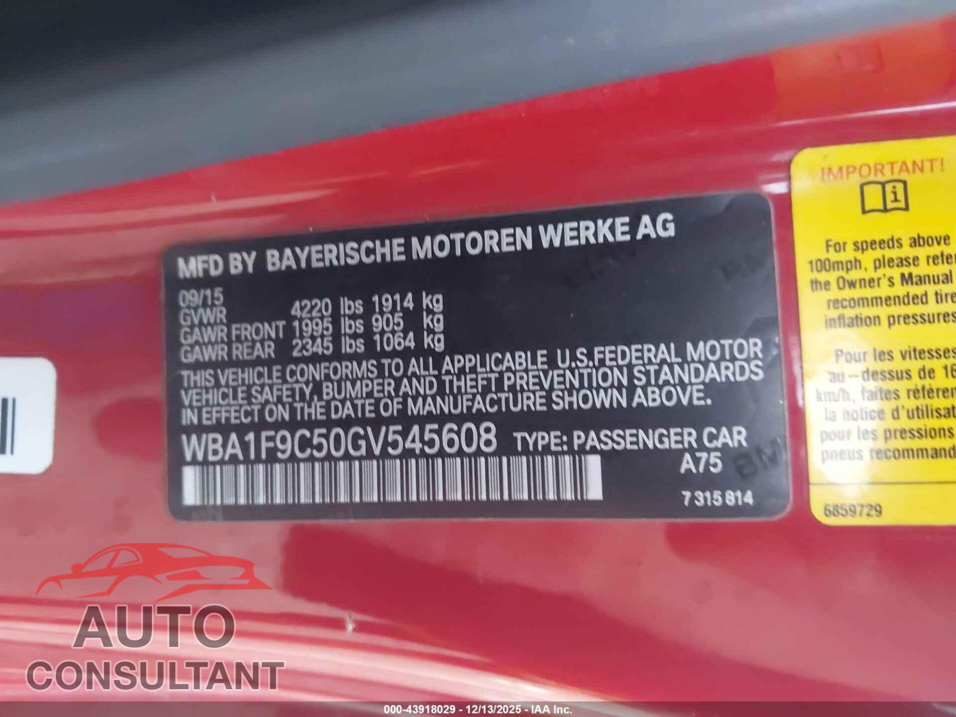 BMW 228I 2016 - WBA1F9C50GV545608